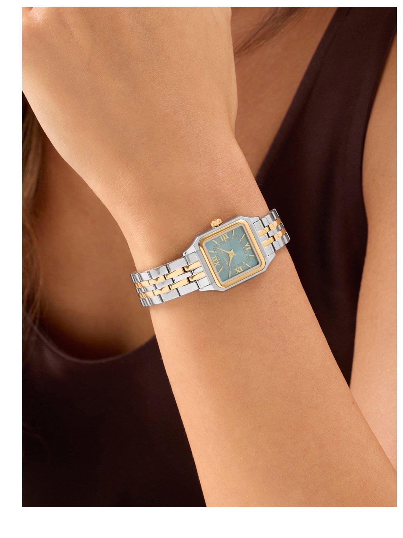 Image 1 of 4 of Abbott Lyon Womens Essence Rectangular Two Tone Bracelet Watch - Sage Green