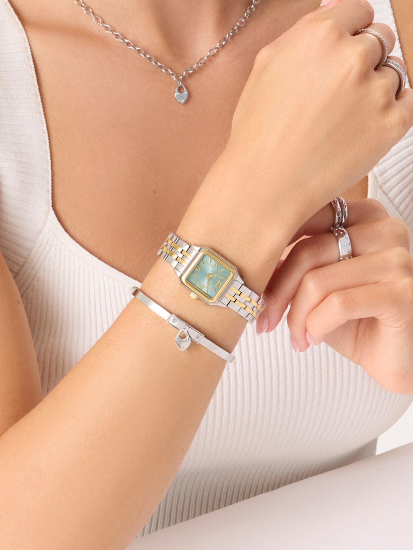 Image 2 of 4 of Abbott Lyon Womens Essence Rectangular Two Tone Bracelet Watch - Sage Green