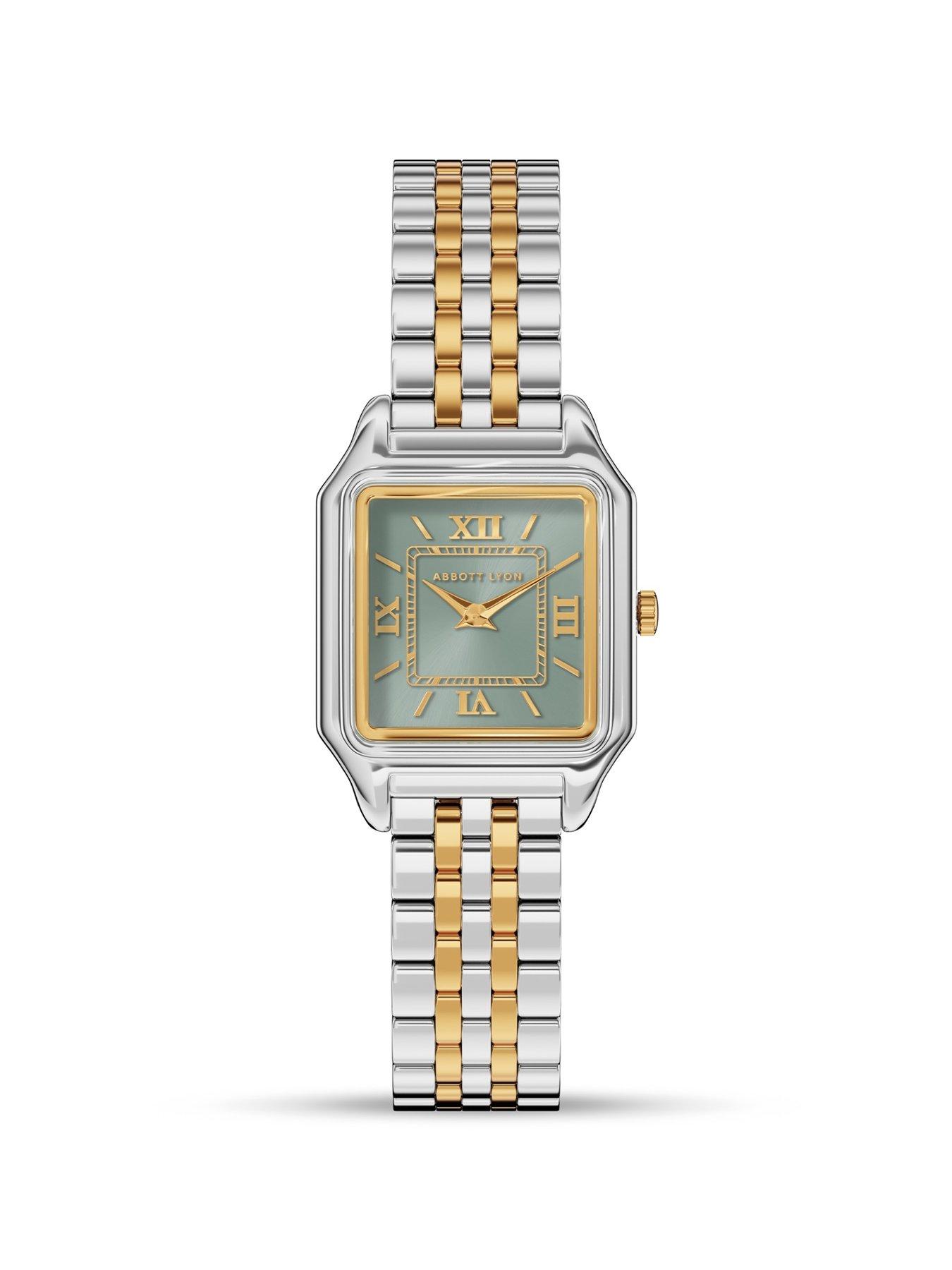 Image 3 of 4 of Abbott Lyon Womens Essence Rectangular Two Tone Bracelet Watch - Sage Green