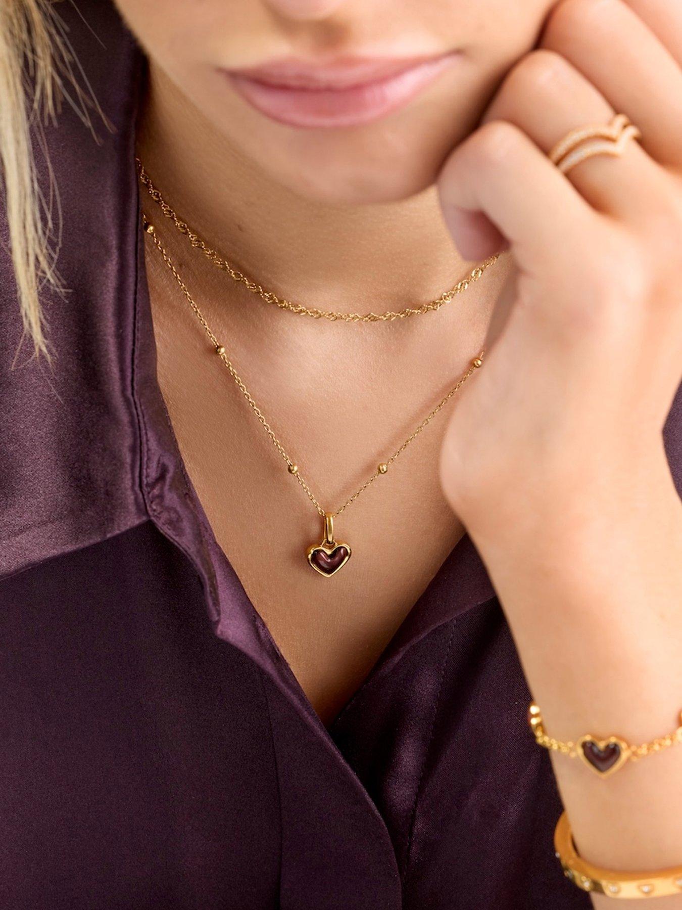 Image 1 of 4 of Abbott Lyon Chocolate Brown Heart Necklace 14ct Gold Plated