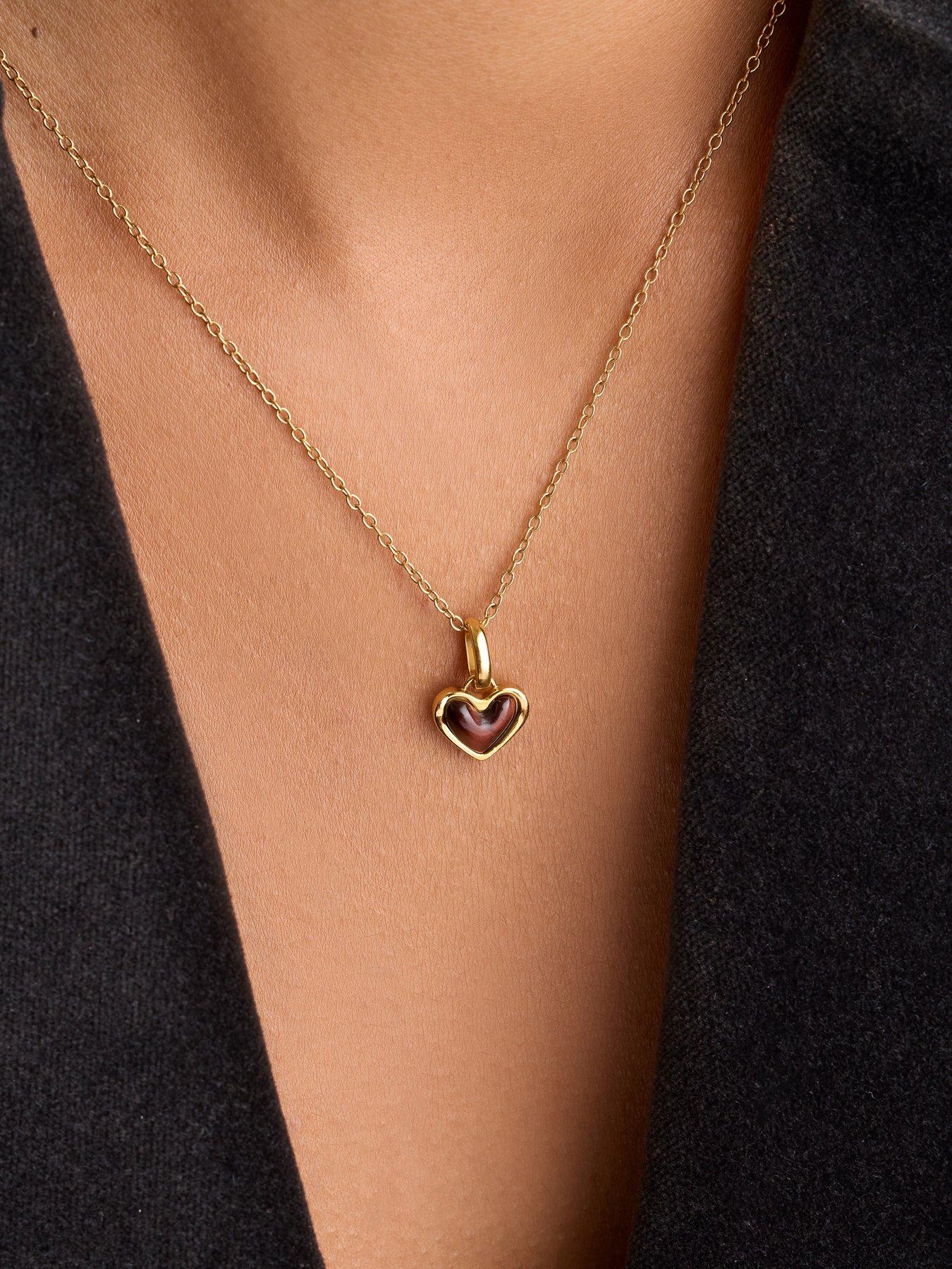 Image 2 of 4 of Abbott Lyon Chocolate Brown Heart Necklace 14ct Gold Plated