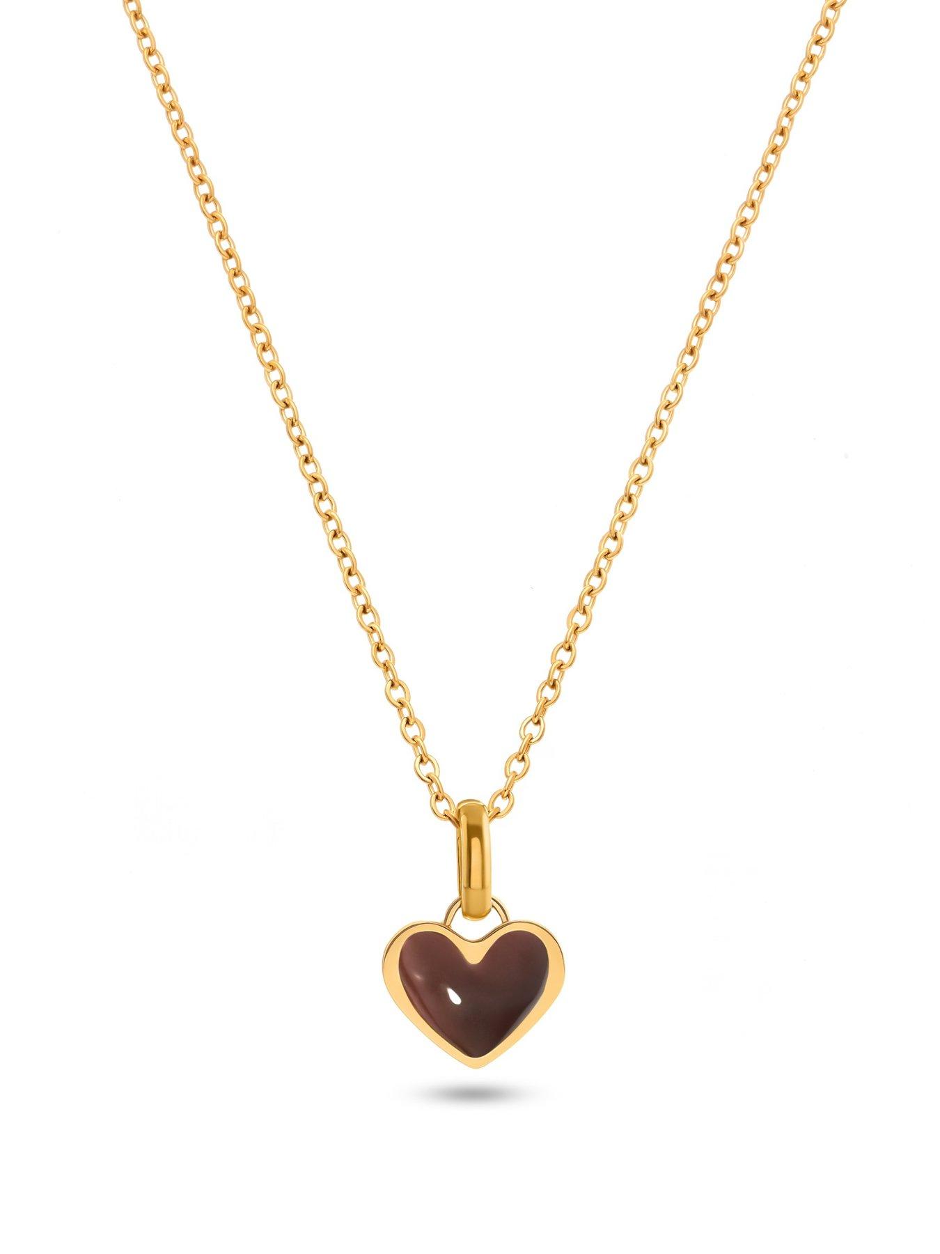 Image 3 of 4 of Abbott Lyon Chocolate Brown Heart Necklace 14ct Gold Plated