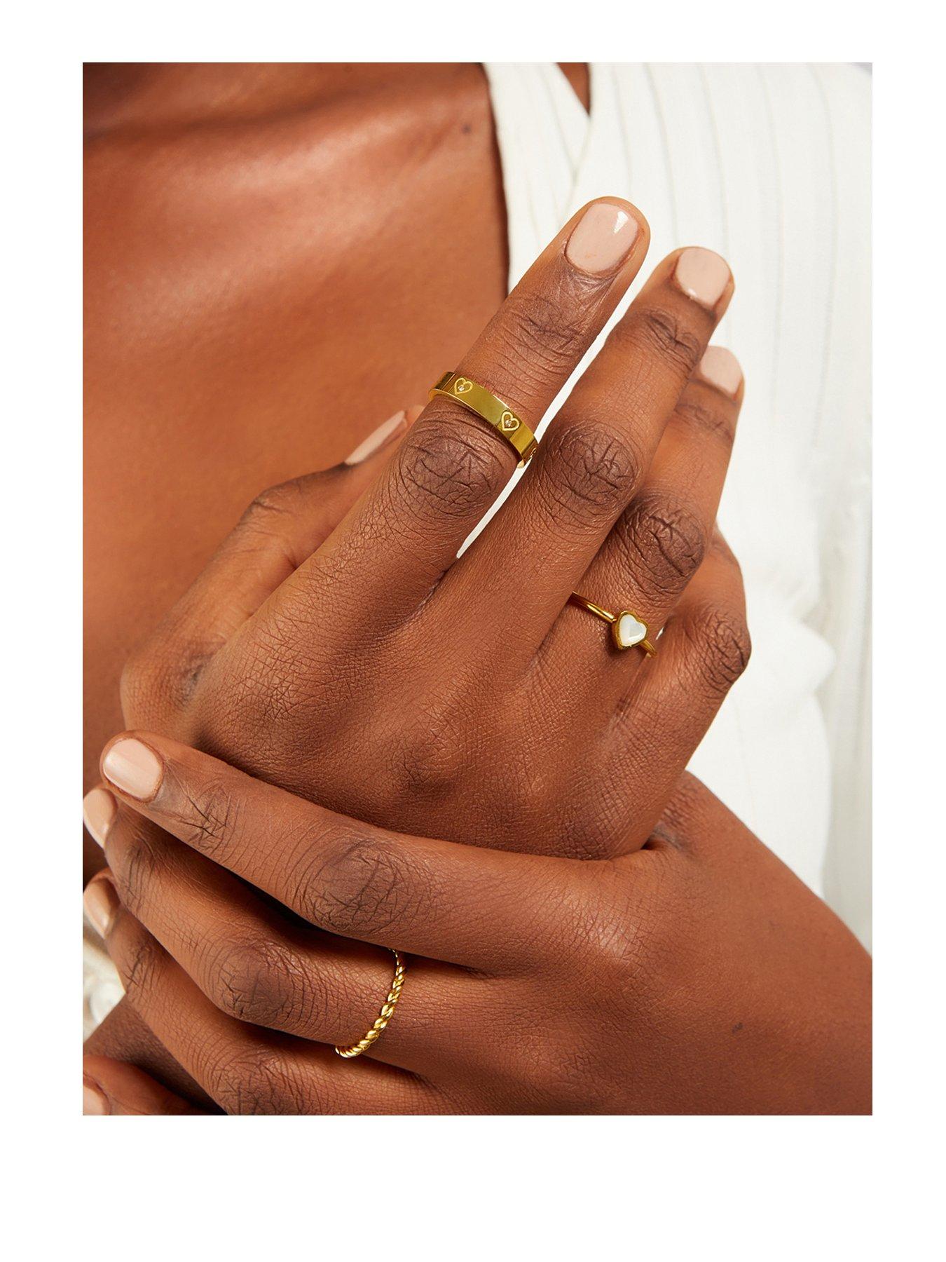 Image 1 of 3 of Abbott Lyon Crystal Heart Ring 14ct Gold Plated