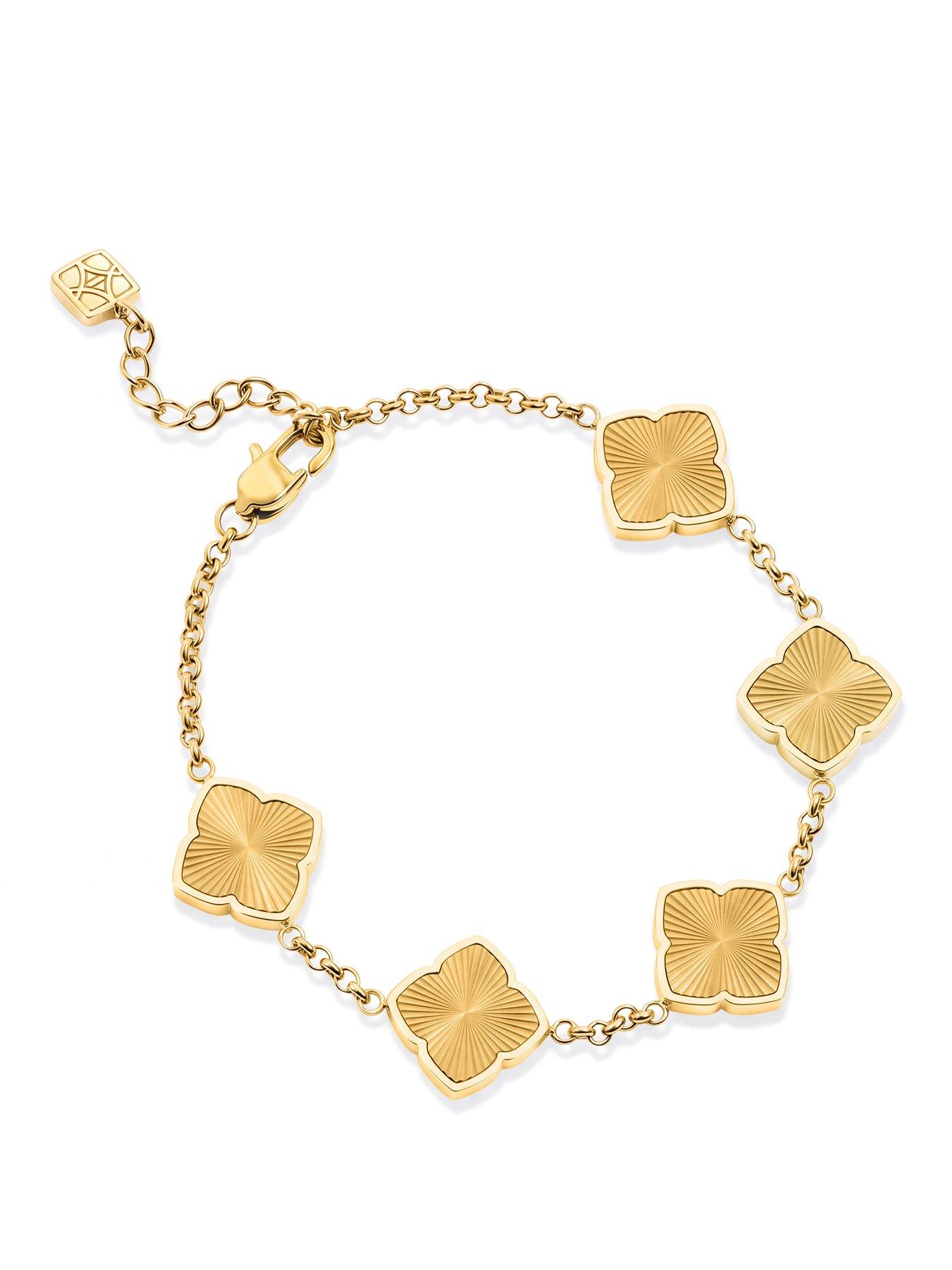 Image 1 of 3 of Abbott Lyon Textured Multi Clover Bracelet 14ct Gold Plated
