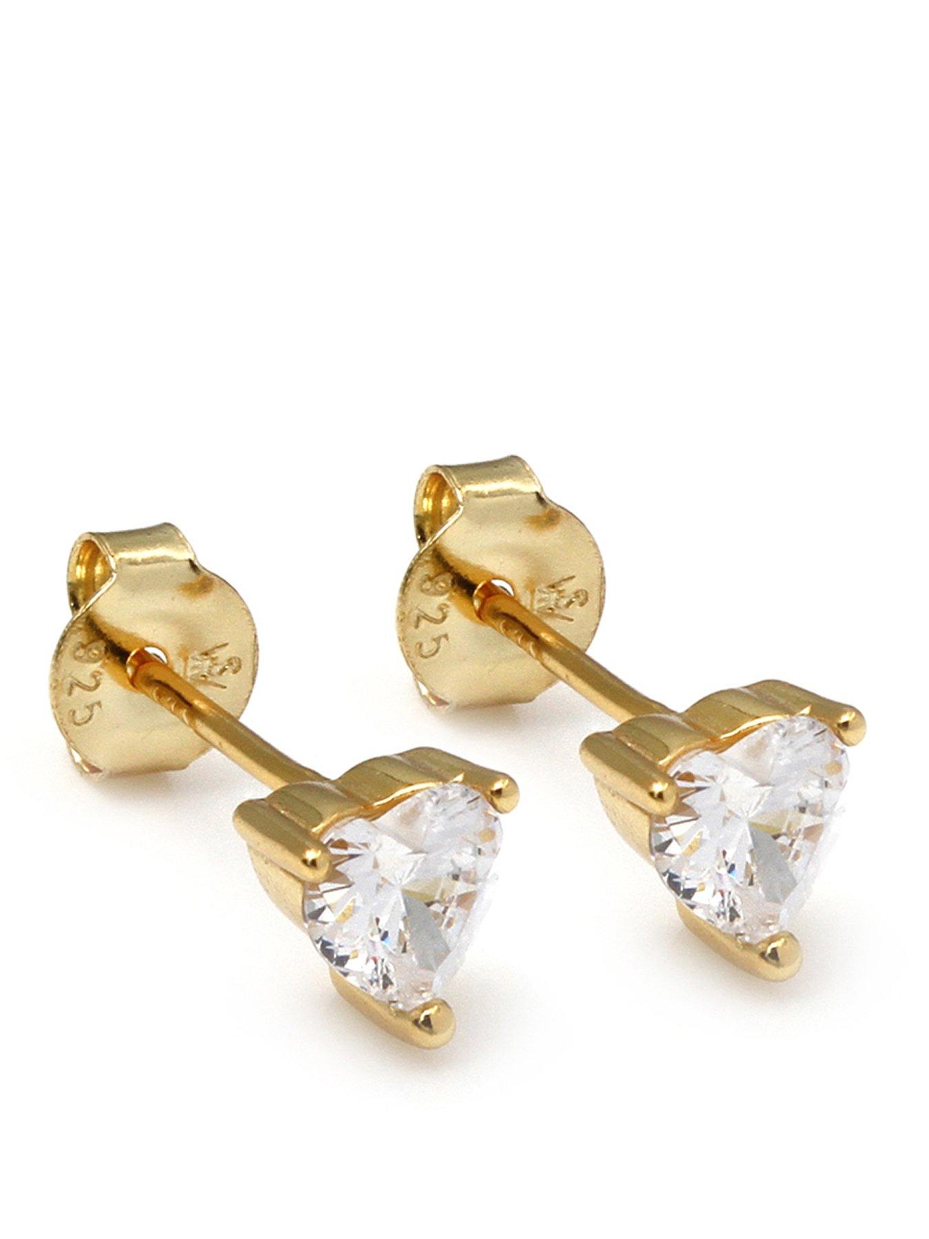 Say It With Heart Stone Stud Earrings - Gold
