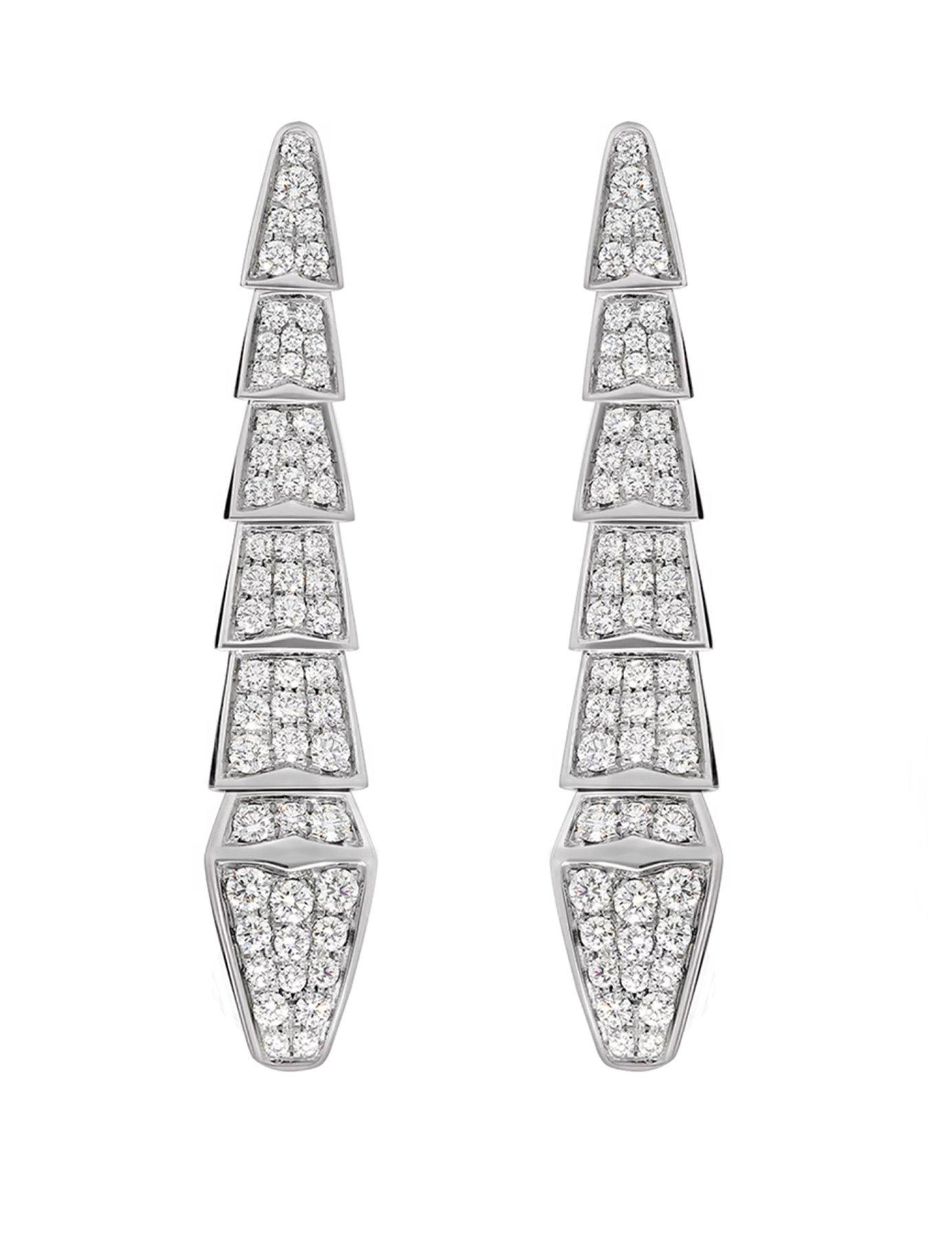 Image 1 of 2 of Say It With Womens Snake Crystal Drop Earrings - Silver
