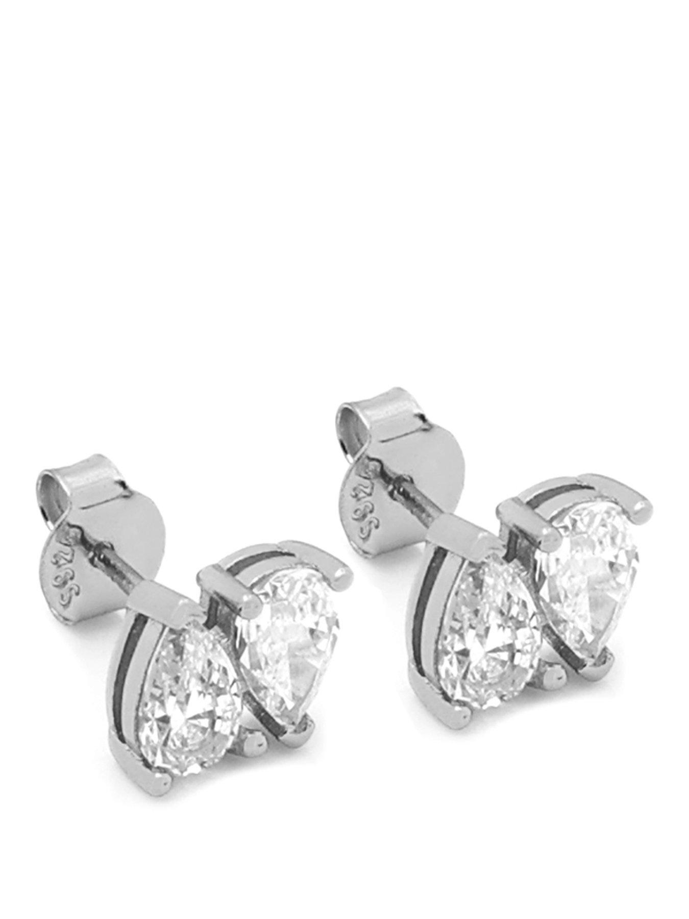 Image 1 of 2 of Say It With Double Pear Earrings - Silver