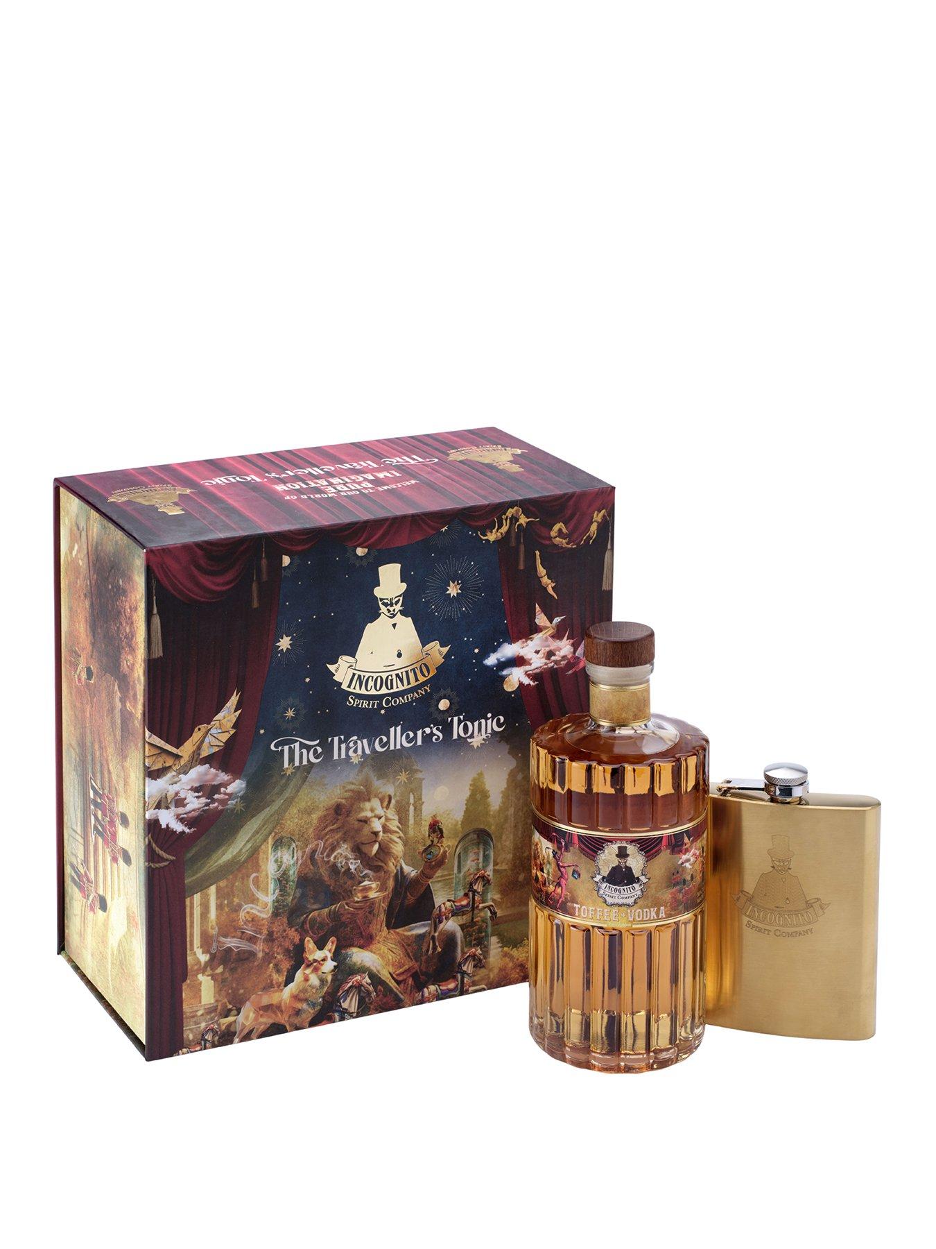 Image 1 of 4 of Incognito Spirits The Travellers Tonic Gift Set (70cl Bottle of Toffee Vodka &amp; Hip Flask)