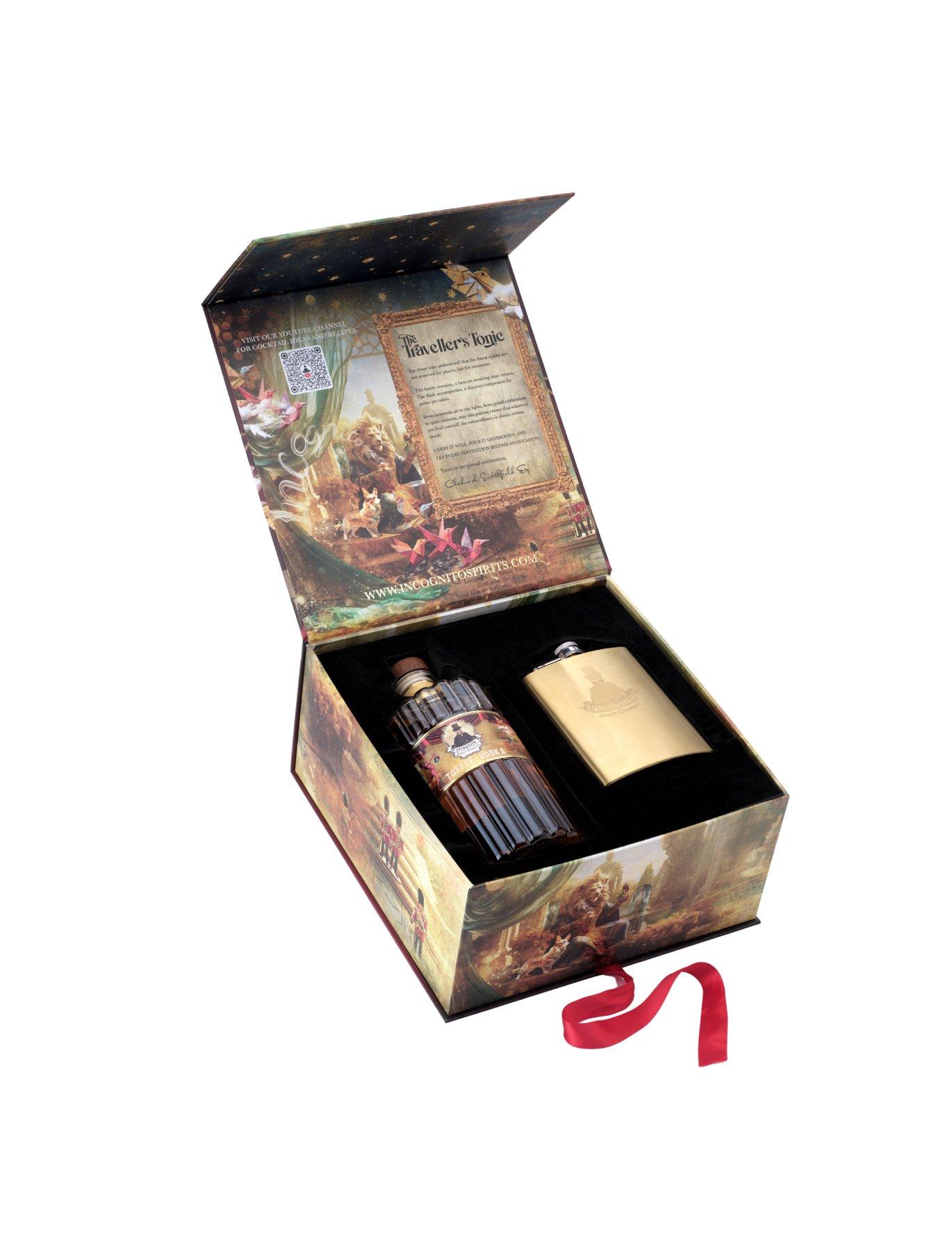 Image 2 of 4 of Incognito Spirits The Travellers Tonic Gift Set (70cl Bottle of Toffee Vodka &amp; Hip Flask)