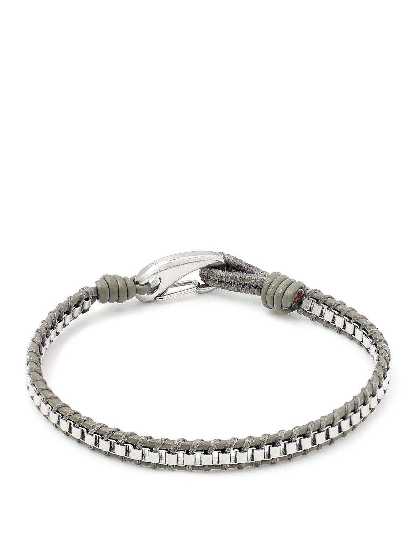 Say It With Mens Rope Silver-Tone Detail Hook Clasp Bracelet, One Colour, Men