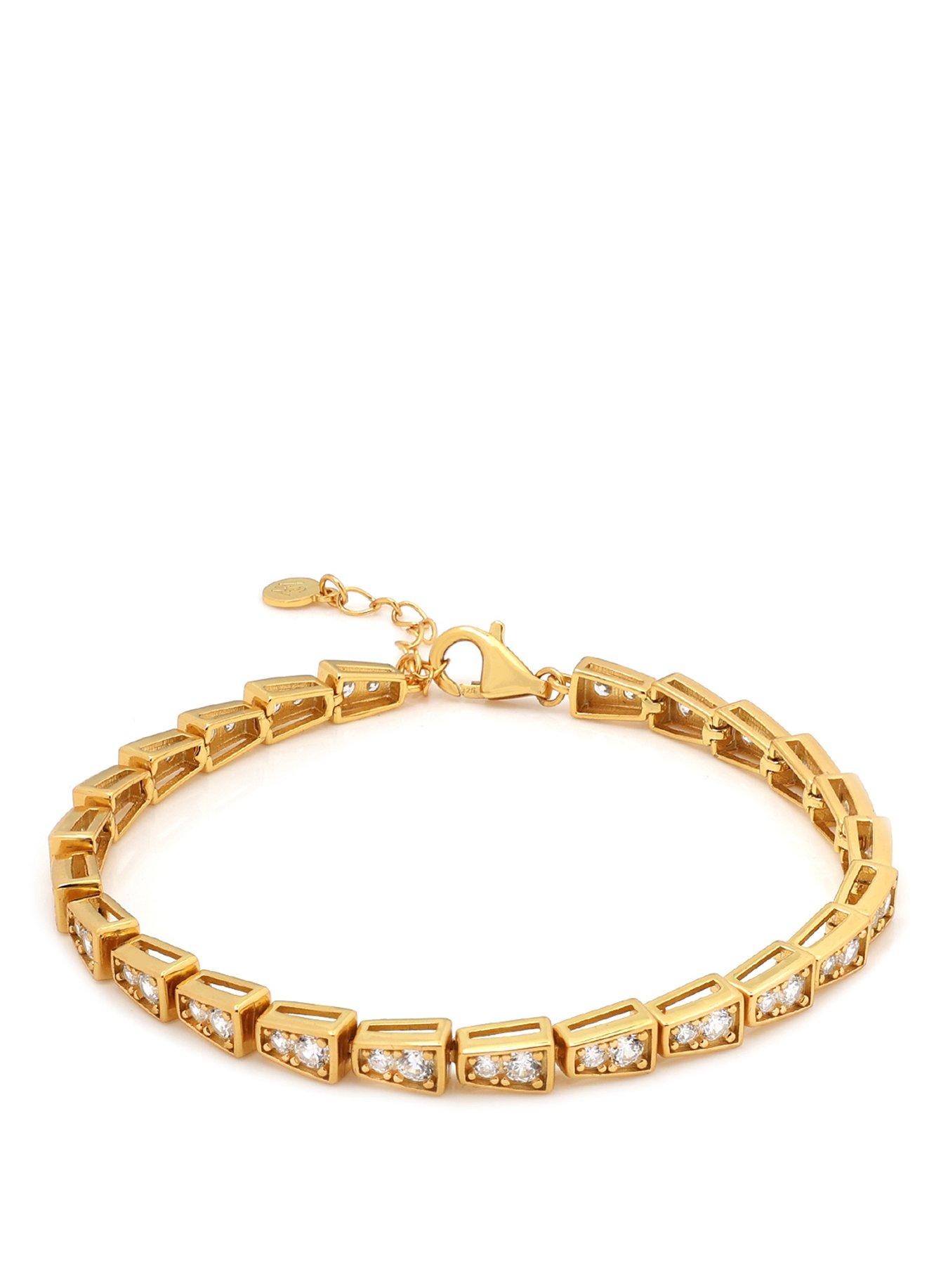 Say It With Womens Snake Gem-Set Link Bracelet - Gold