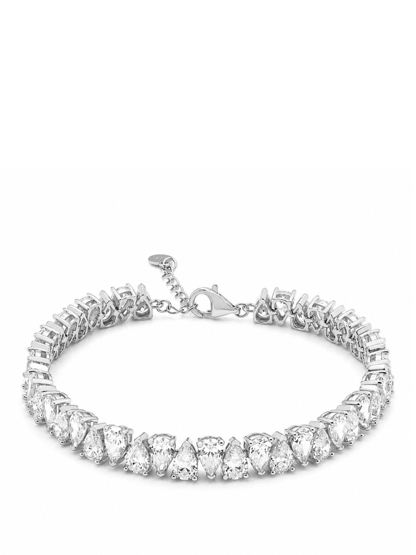 Say It With Womens Pear Stone Tennis Bracelet, Silver, Men
