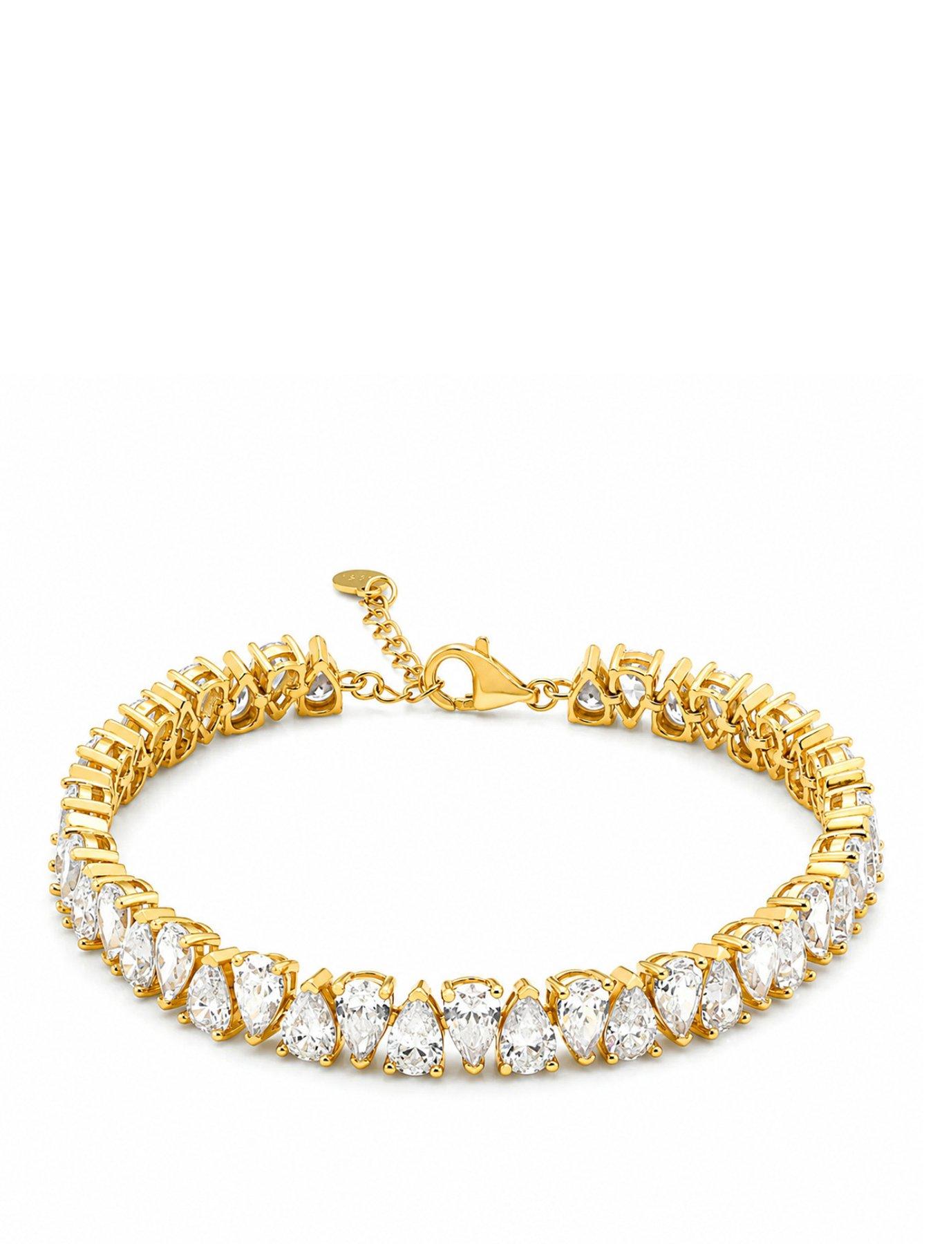 Say It With Womens Pear Adjustable Tennis Bracelet, Yellow Gold, Men