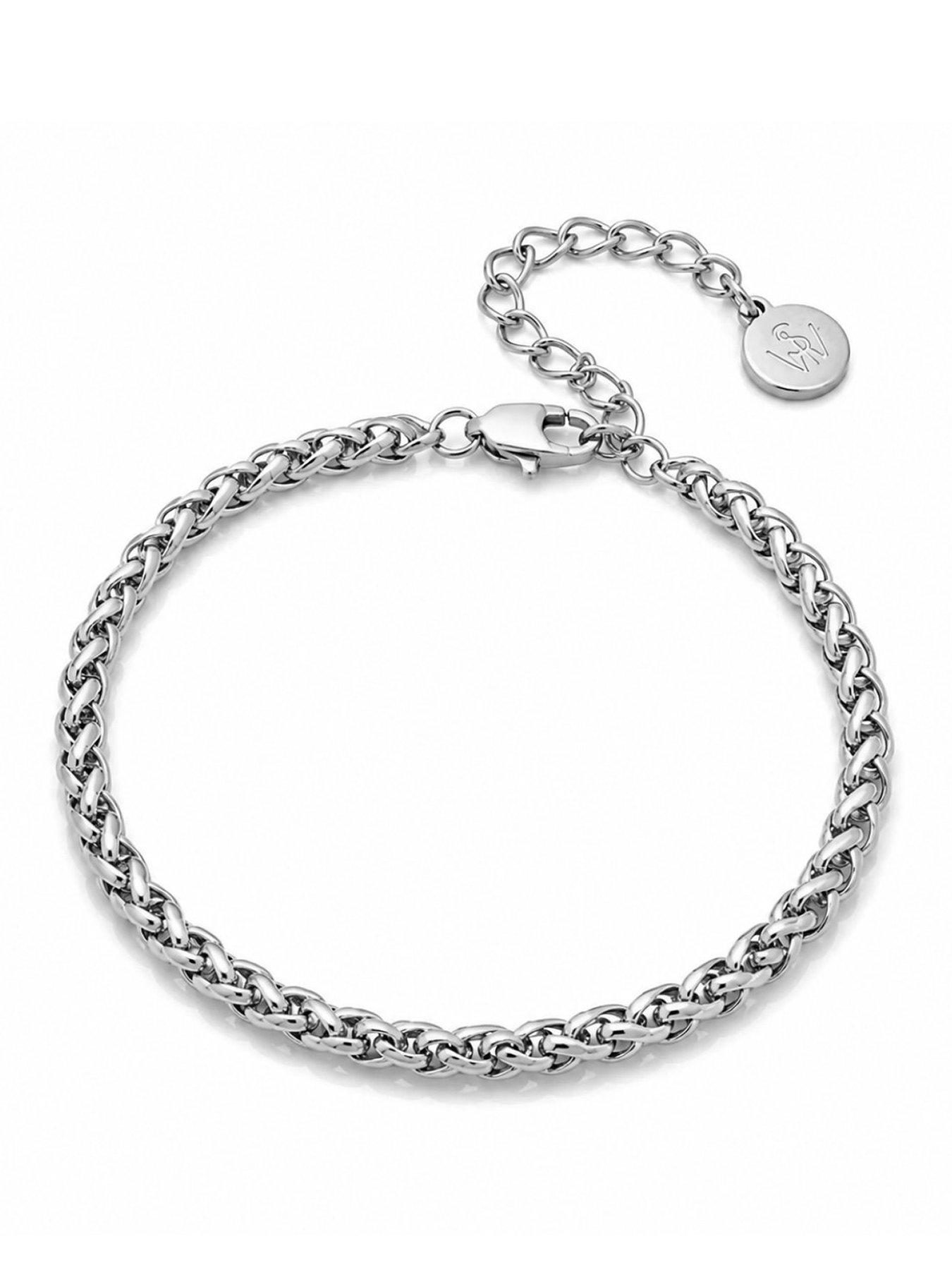 Say It With Womens Twist Rope Polished Bracelet, Silver, Men