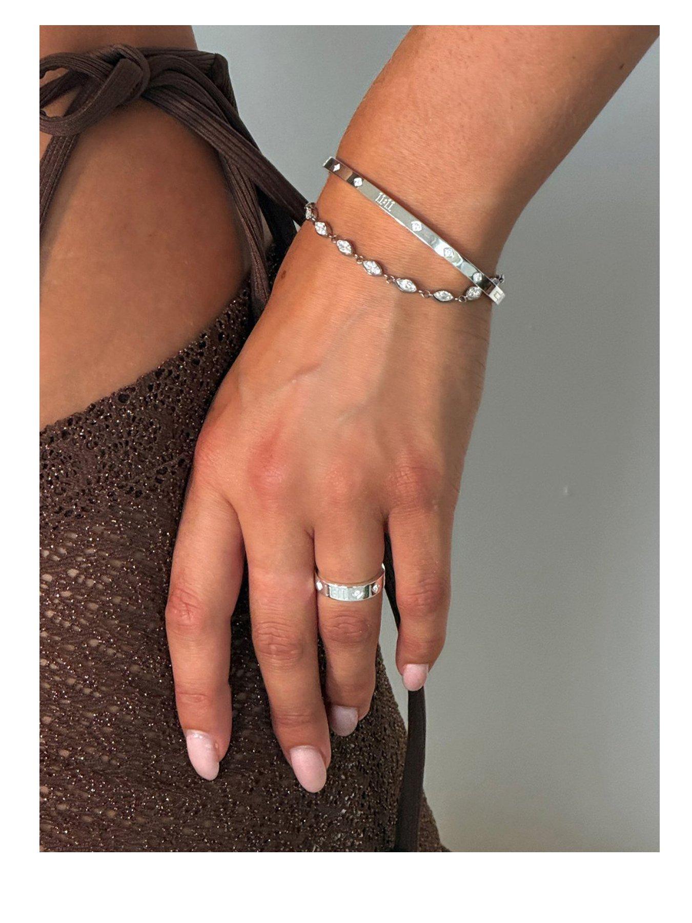 Say It With Womens Marquise Stone Adjustable Tennis Bracelet, Silver, Men