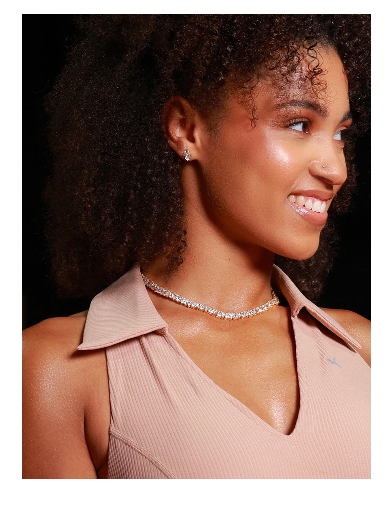 Say It With Womens Pear-Cut Crystal Tennis Choker Necklace