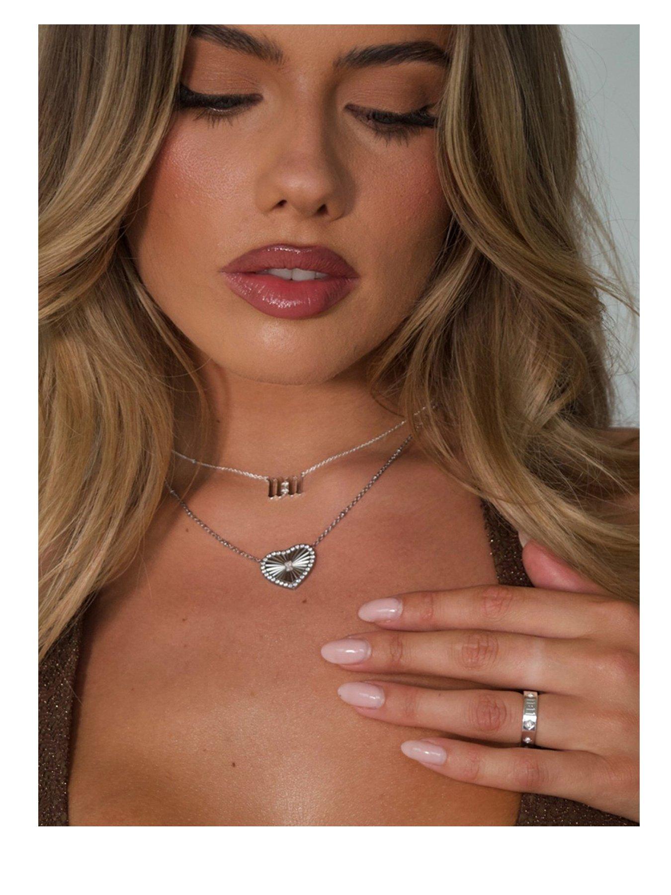 Say It With Womens Cz Heart Necklace - Silver