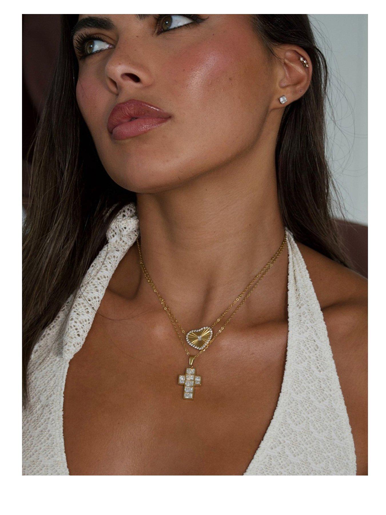 Say It With Womens Cz Heart Stone Necklace