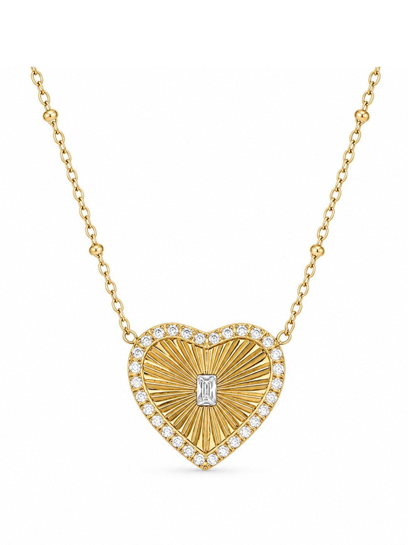 Image 1 of 2 of Say It With Womens CZ Heart Stone Necklace - Yellow Gold