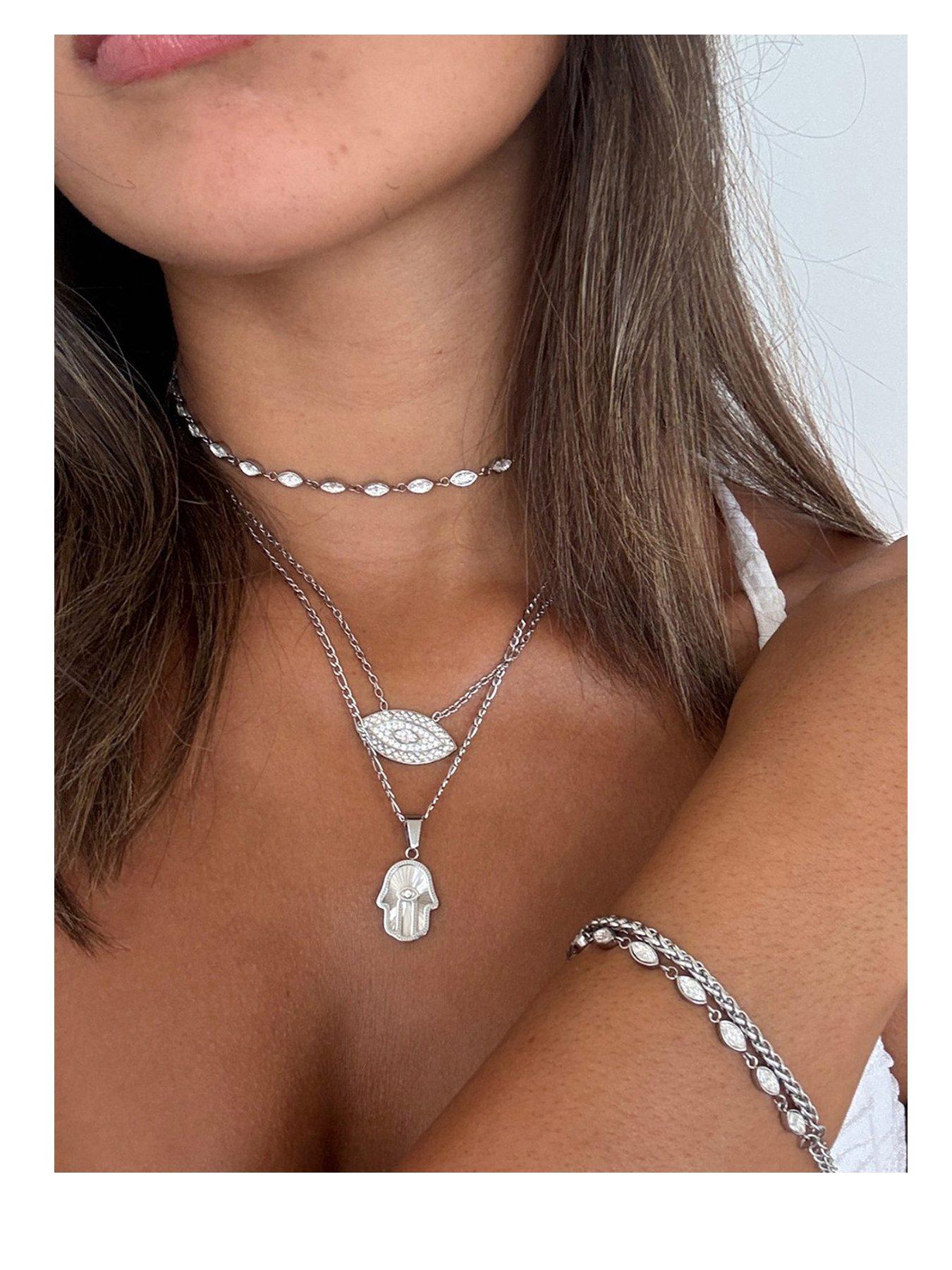 Say It With Silver Full Cz Evil Eye Necklace - Image 2