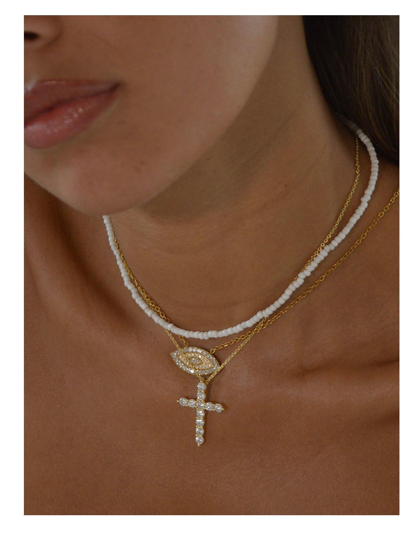 Say It With Womens Full Cz Evil Eye Necklace