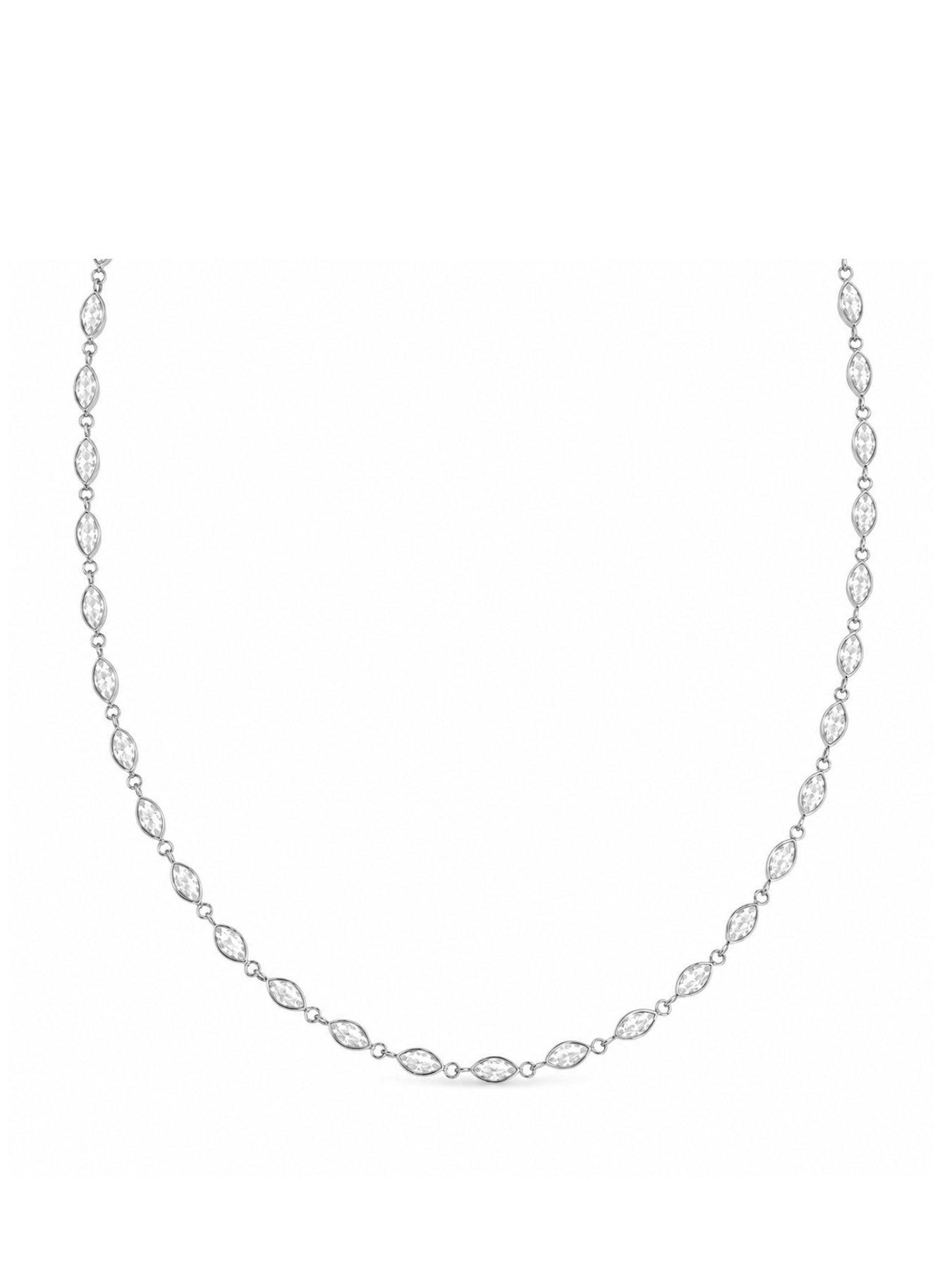 Image 1 of 2 of Say It With Womens Marquise Tennis Necklace - Silver