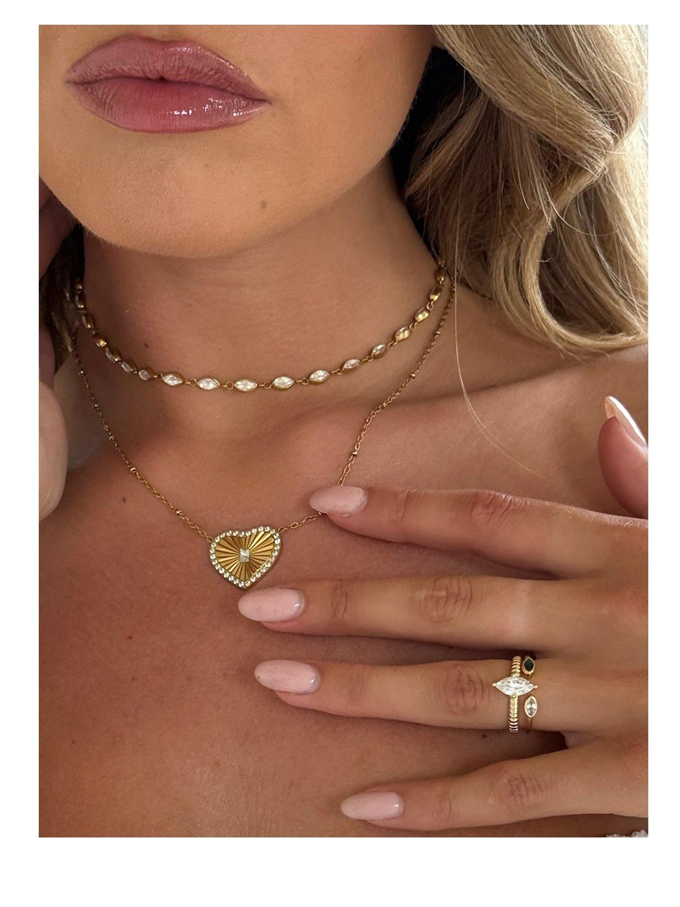 Say It With Womens Marquise Tennis Necklace - Yellow Gold