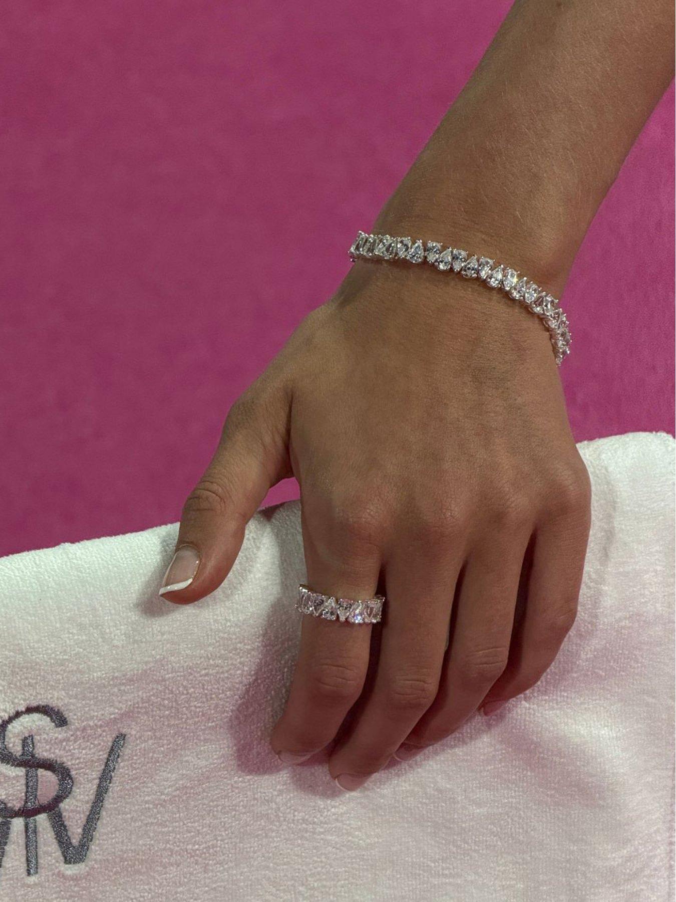 Image 2 of 2 of Say It With Womens Pear Cut Gem All Around Band Ring - Silver