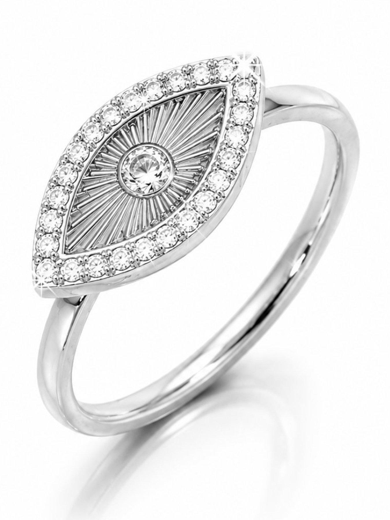 Image 1 of 2 of Say It With Full Cz Evil Eye Ring - Silver