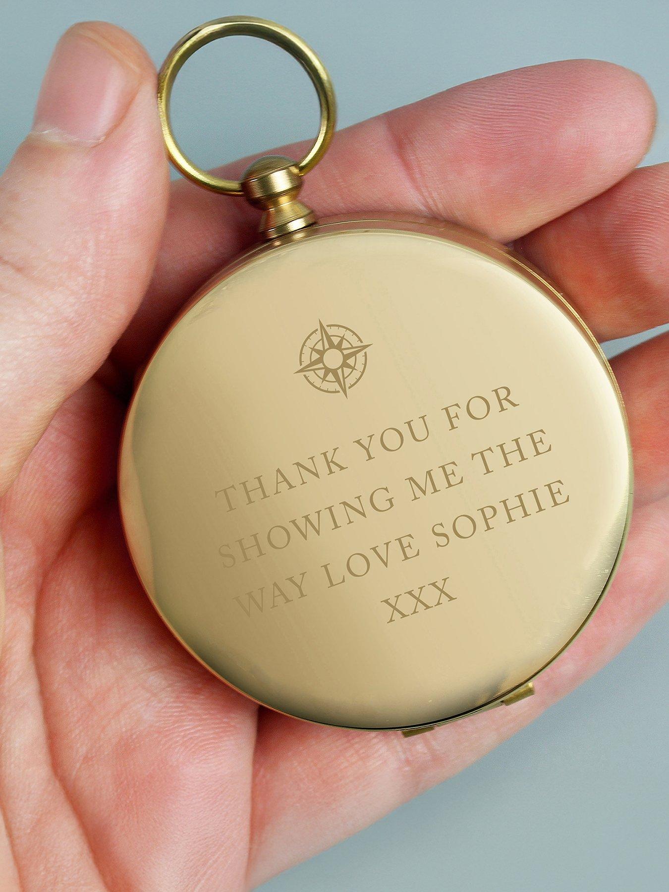 The Personalised Memento Company Personalised Free Text Keepsake Compass, Multi, Men