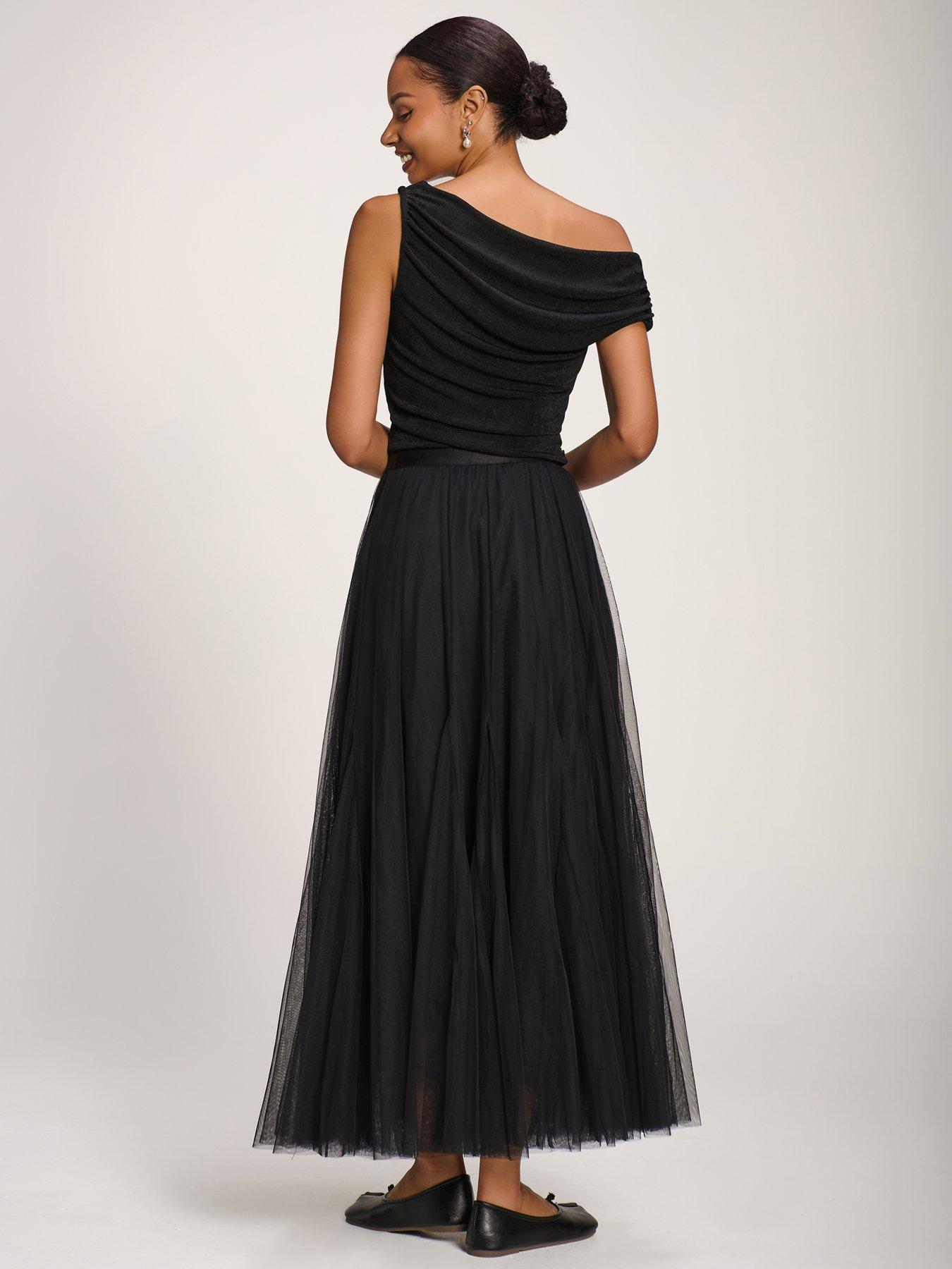 Image 2 of 7 of Jolie Moi Womens Tulle Godet Maxi Skirt - Black