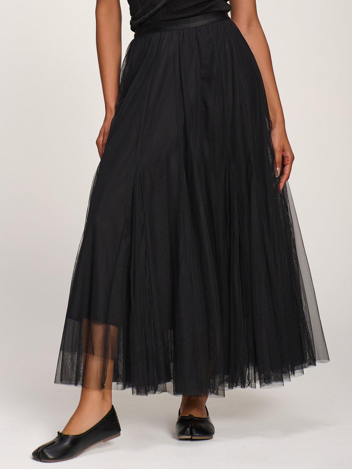 Image 4 of 7 of Jolie Moi Womens Tulle Godet Maxi Skirt - Black