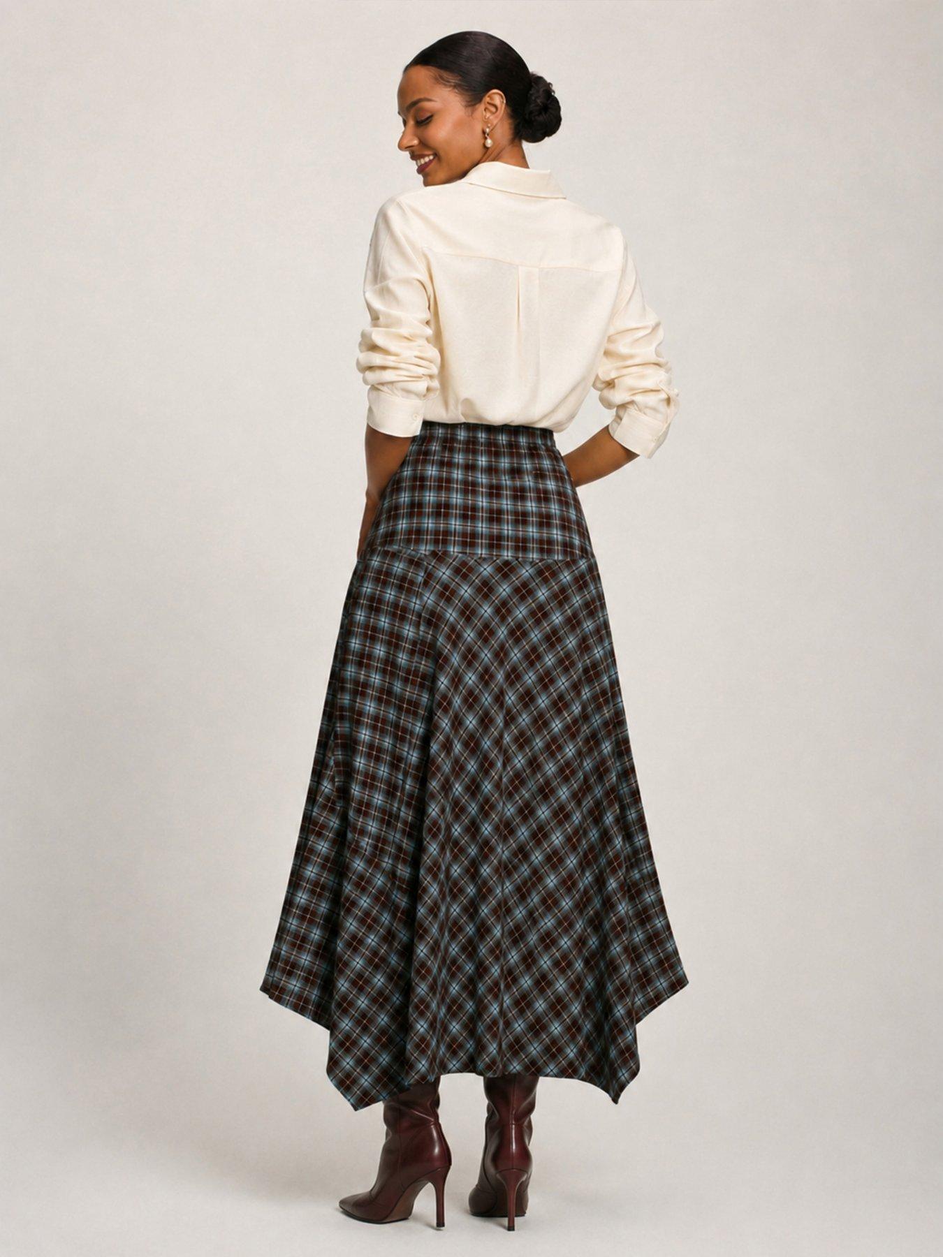 Image 2 of 6 of Jolie Moi Plaid Asymmetric Maxi Skirt