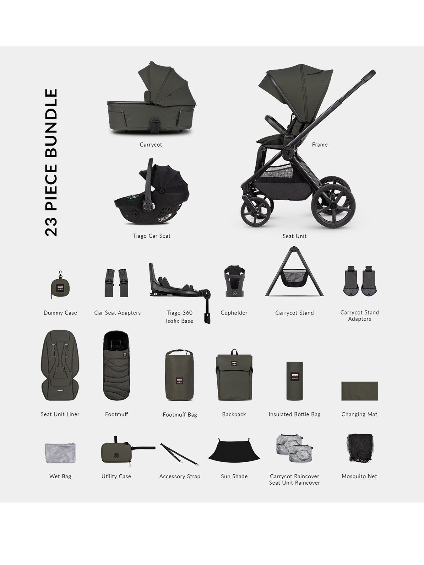 Image 1 of 8 of Venicci Upline 3 Hunter - 4in1 Plus Bundle Tiago Black Car Seat and 360 Base - Dark Olive