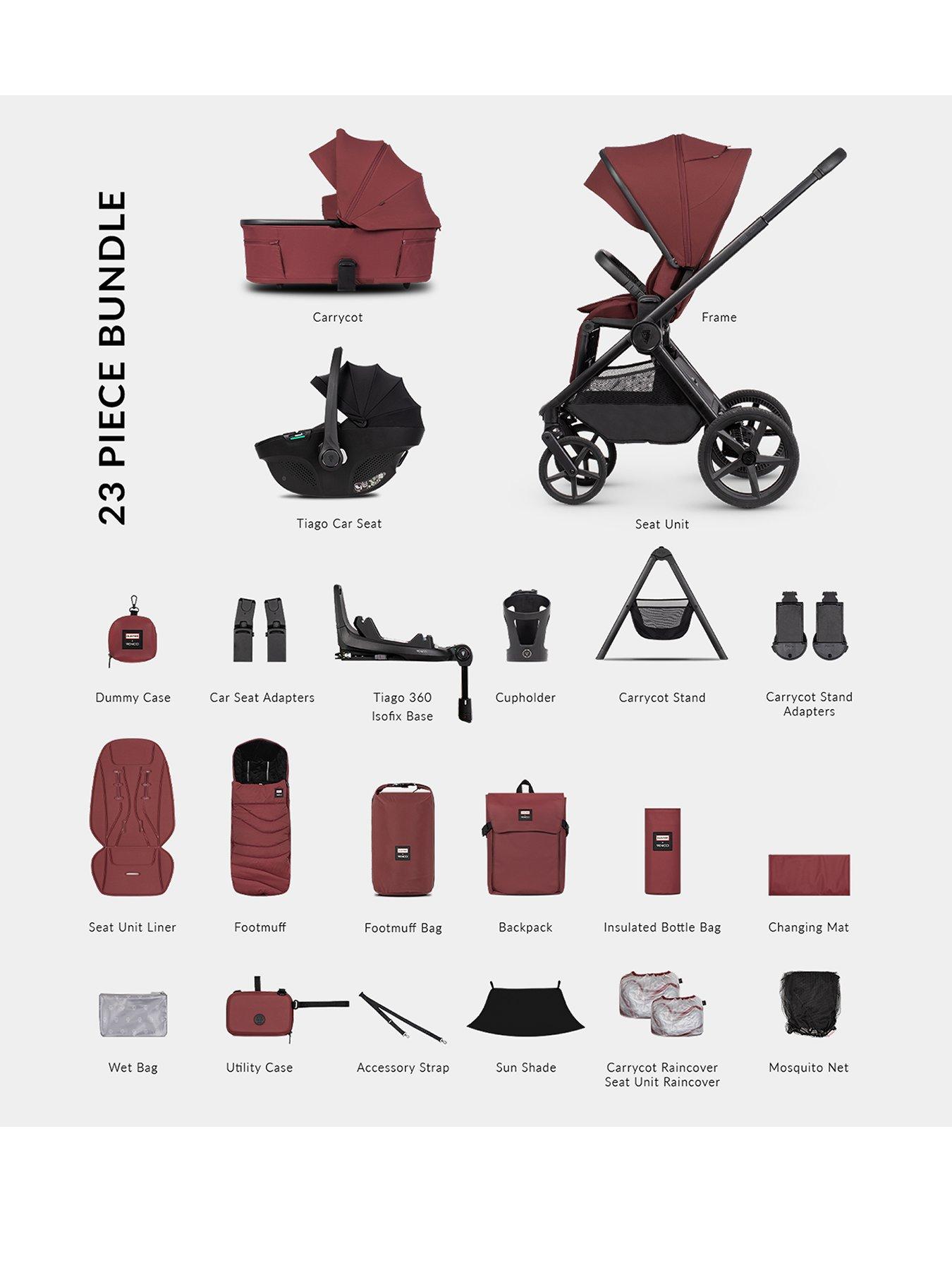 Image 1 of 8 of Venicci Upline 3 Hunter - 4in1 Plus Bundle Tiago Black Car Seat and 360 Base - Red