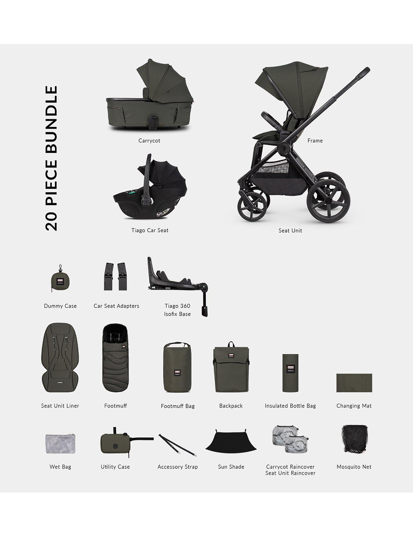 Image 1 of 8 of Venicci Upline 3 Hunter - 4in1 Bundle Tiago Black Car Seat and 360 Base - Dark Olive