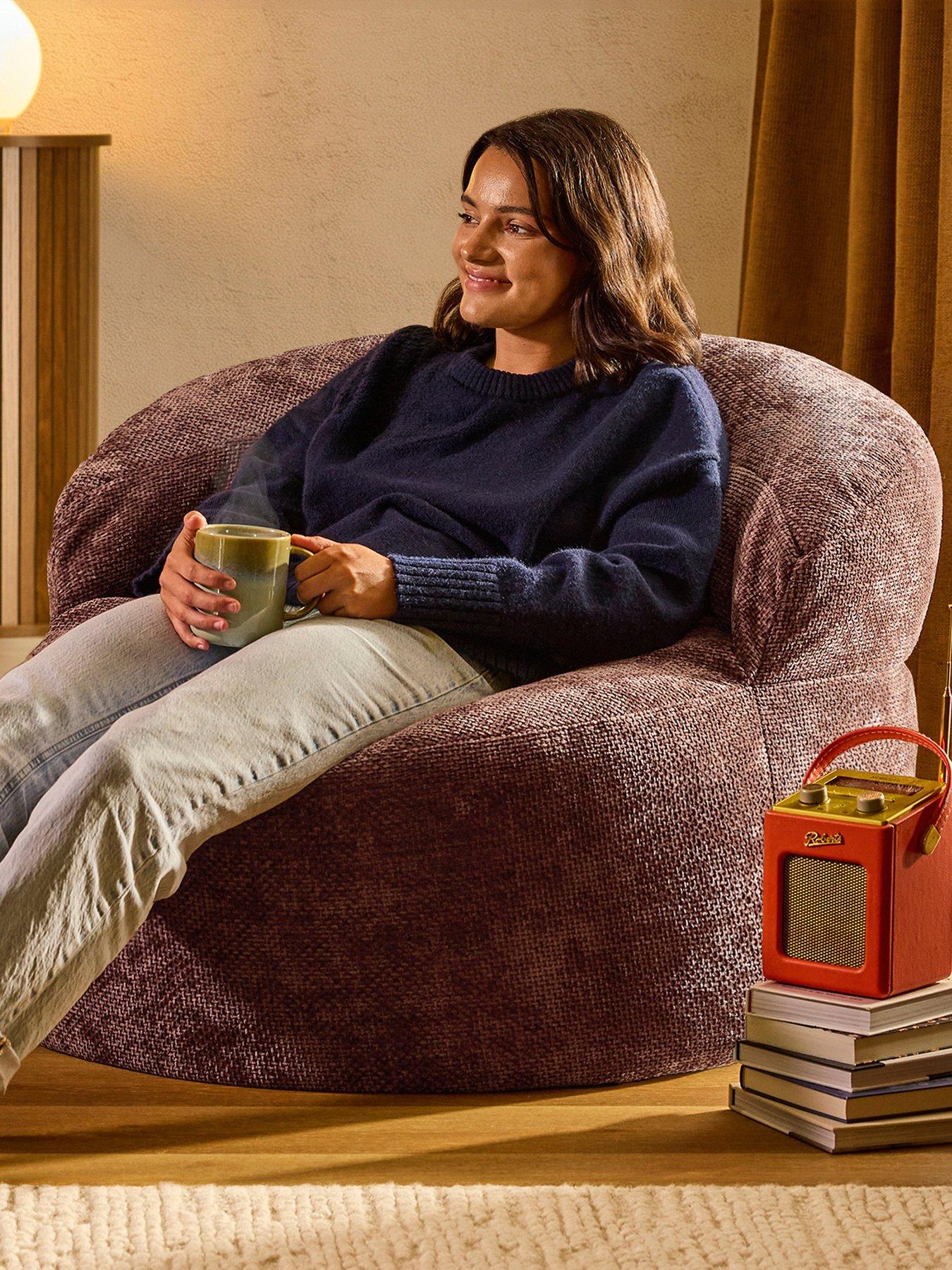 B&Q - Orb Chenille Accent Chair Bean BagMulberry - Image 2