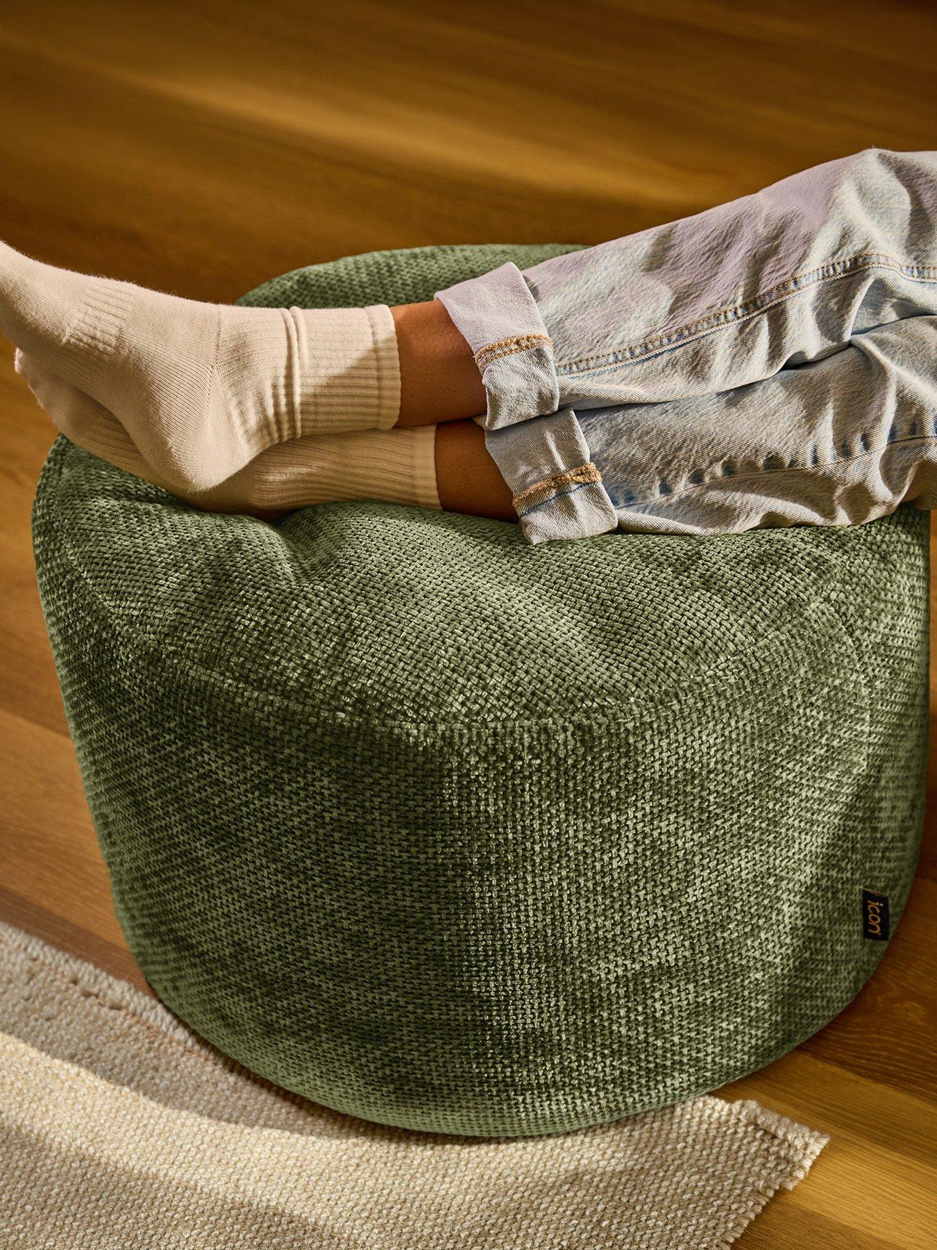 Icon Quilted Milano Boucle Footstool, Olive - Olive - Image 4