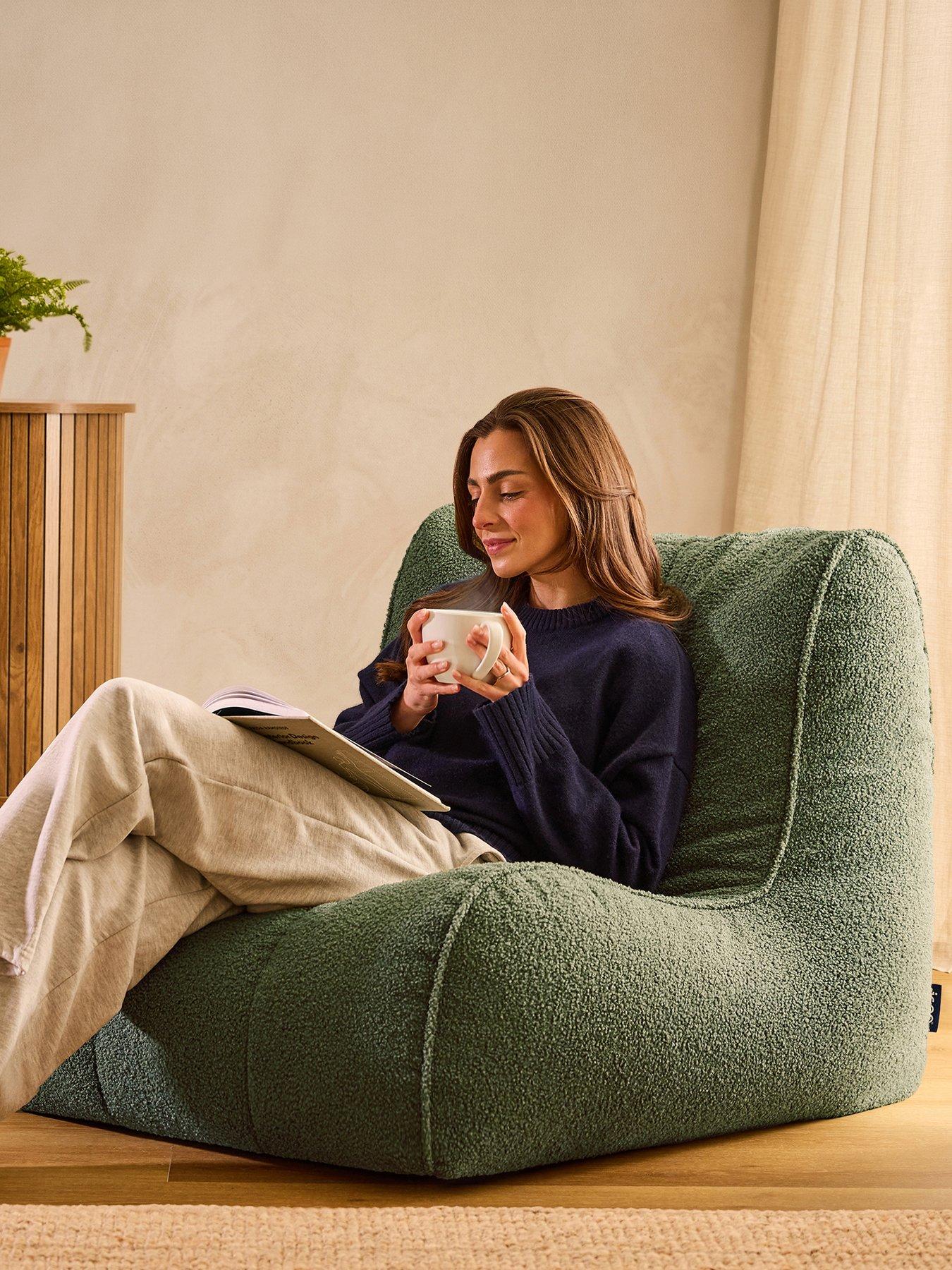 Icon Beanbags Swoop Lounger Chair Boucle - Image 3