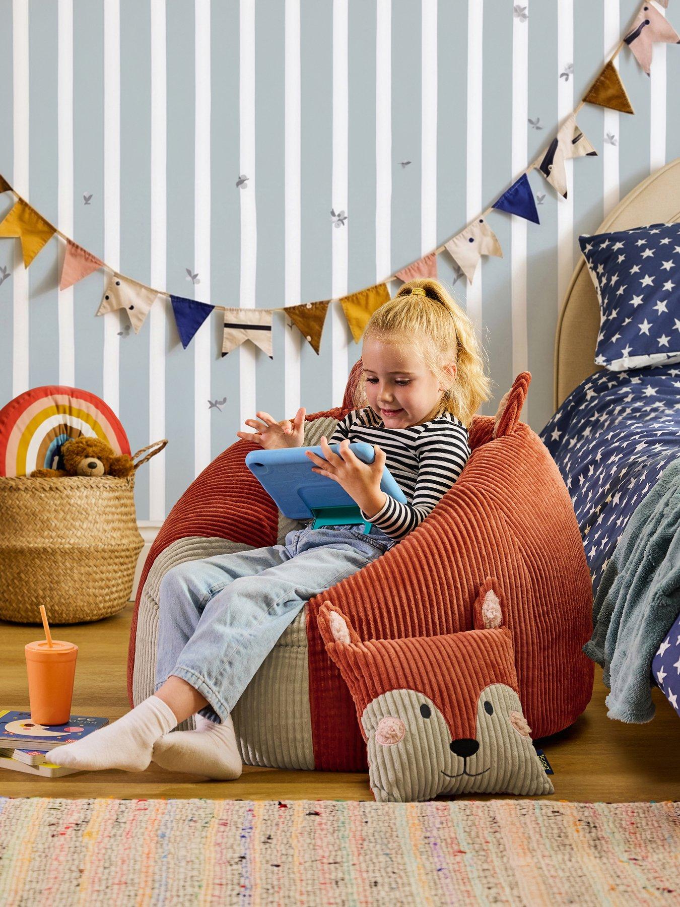 B&Q -  Kids Freddie Fox Cord Bean Bag Chair And CushionTerracotta - Image 5
