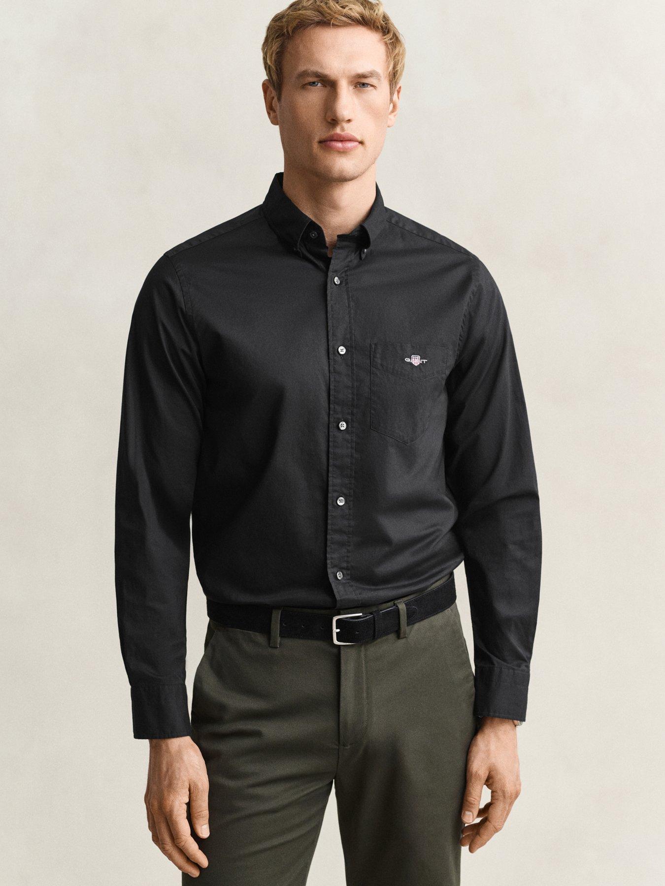GANT Shield Poplin Long Sleeve Shirt, Black, Size 2Xl, Men - Image 3