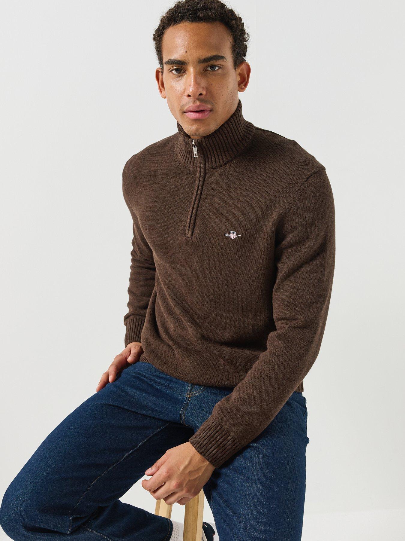 Image 4 of 7 of GANT Gant 1/2 Zip Knitted Cardigan - Grey