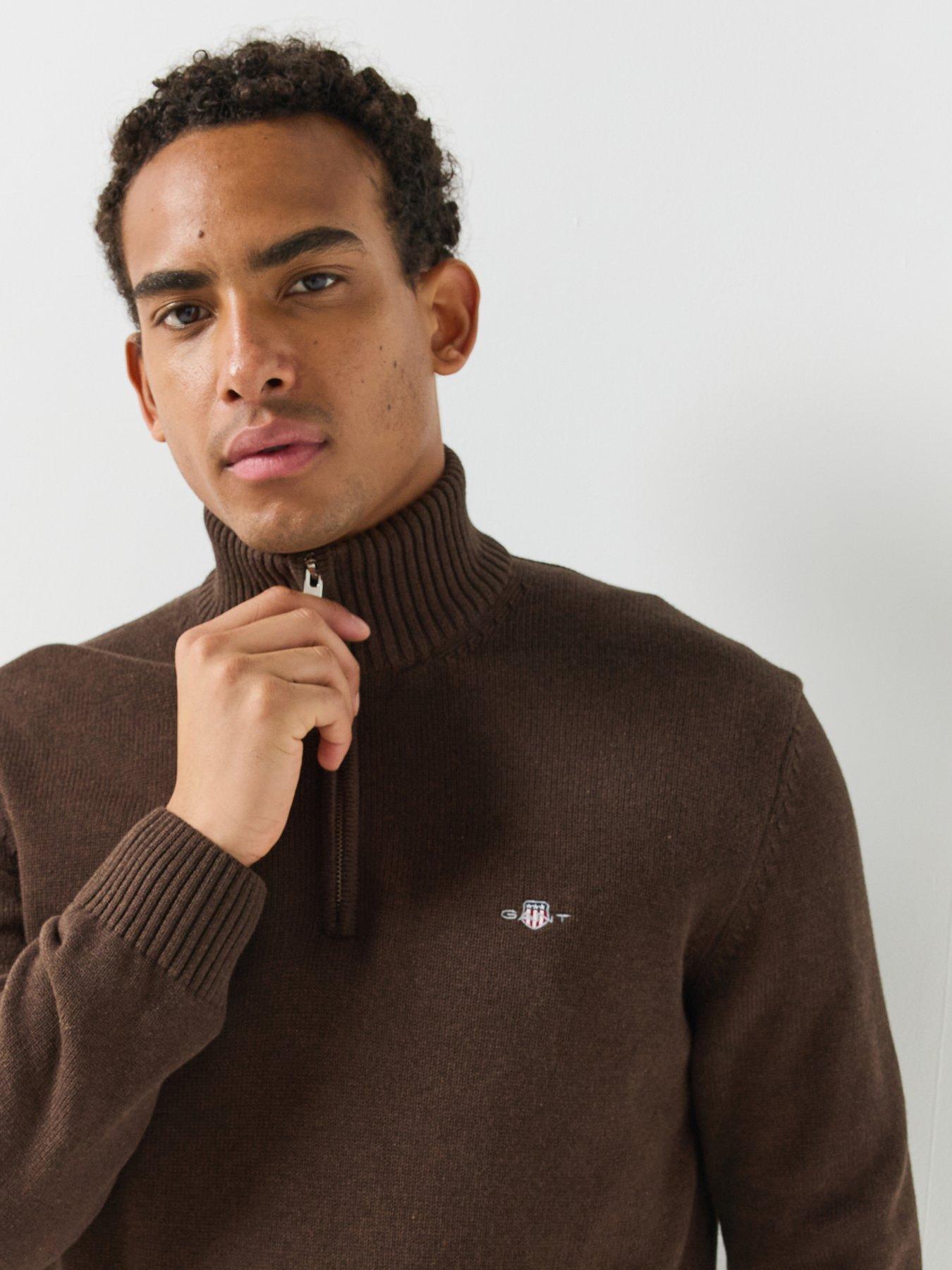 Image 5 of 7 of GANT Gant 1/2 Zip Knitted Cardigan - Grey