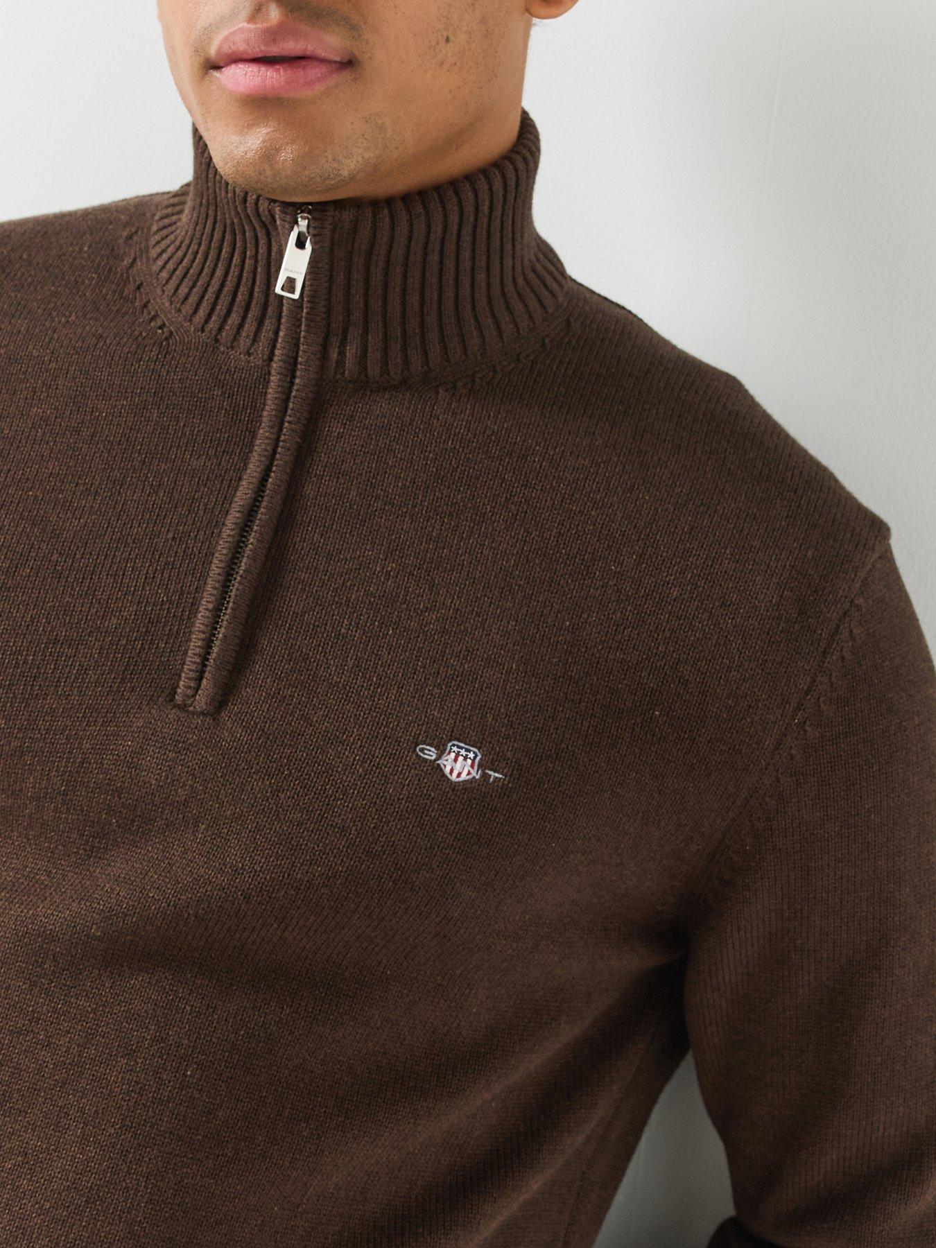 Image 6 of 7 of GANT Gant 1/2 Zip Knitted Cardigan - Grey