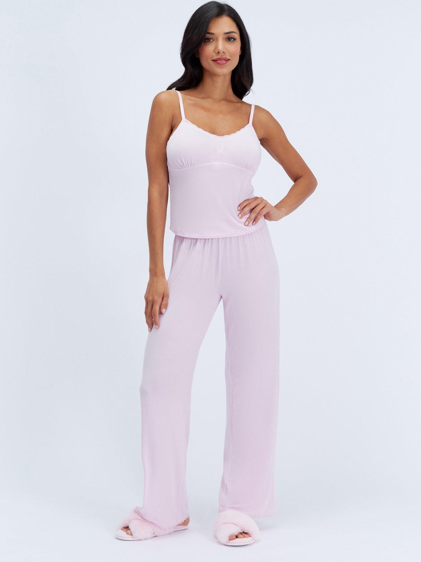 Image 1 of 6 of Boux Avenue Boux Avenue Modal Emb Cami Pyjama Set - Pink