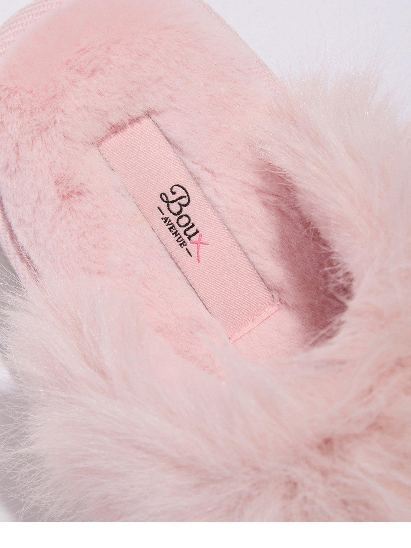 Image 3 of 5 of Boux Avenue Womens Plush Platform Slip-On Mule Slippers - Pink
