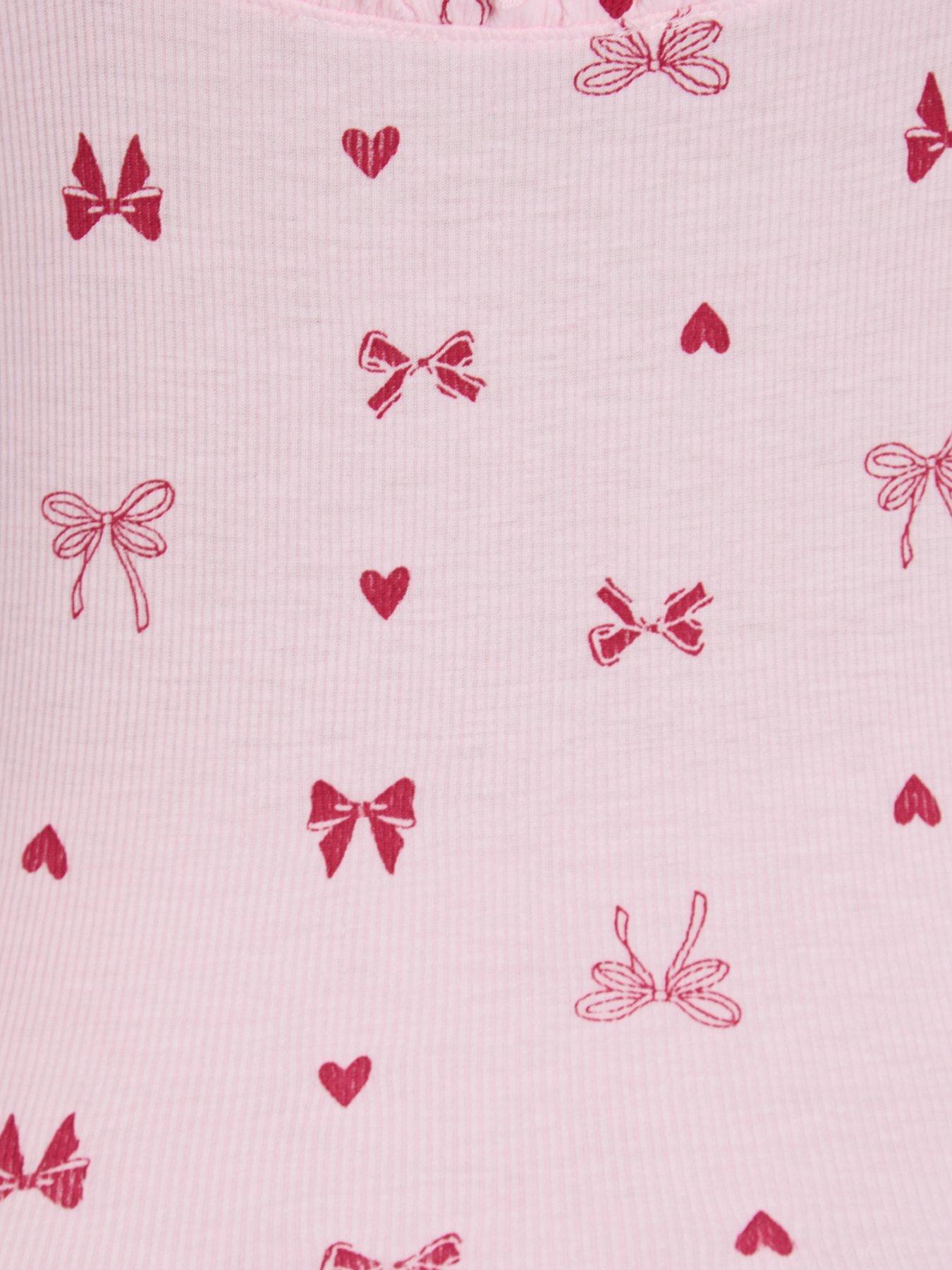 Image 6 of 6 of Boux Avenue Womens Bow Rib Tie Front Short Pyjama Set - Pink
