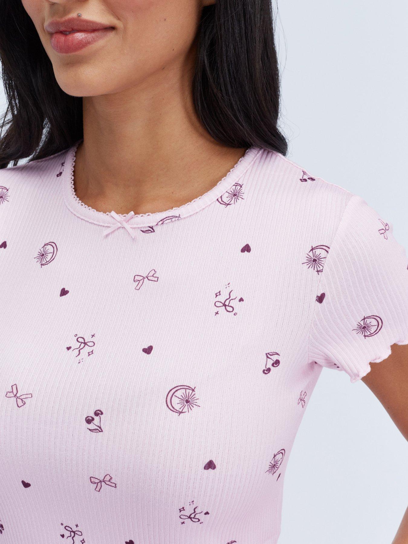 Image 5 of 6 of Boux Avenue Boux Avenue Celestial Rib Pyjama Set - Pink Mix