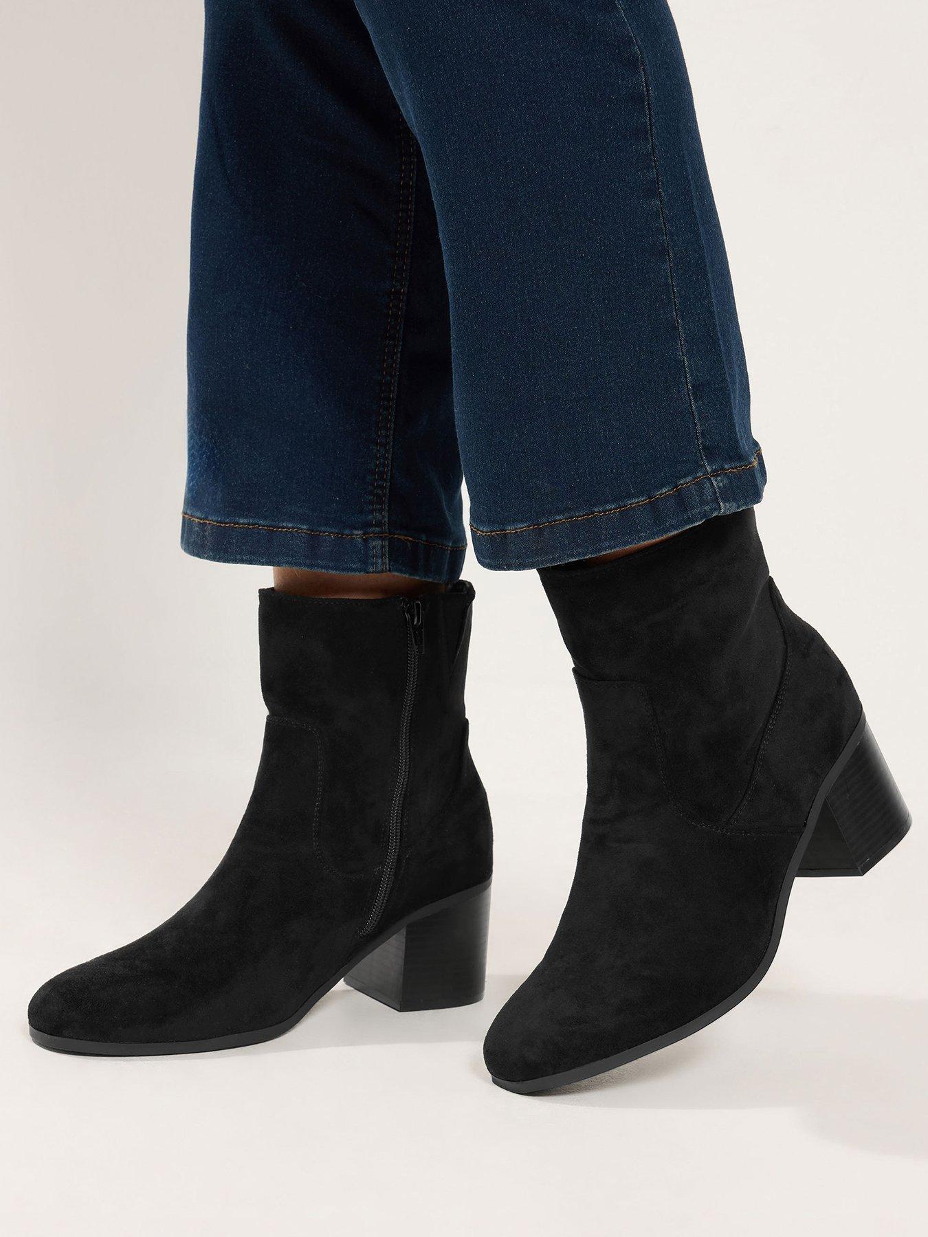 Image 1 of 4 of Yours Womens Extra Wide Fit Soft Square Heel Ankle Boots - Black