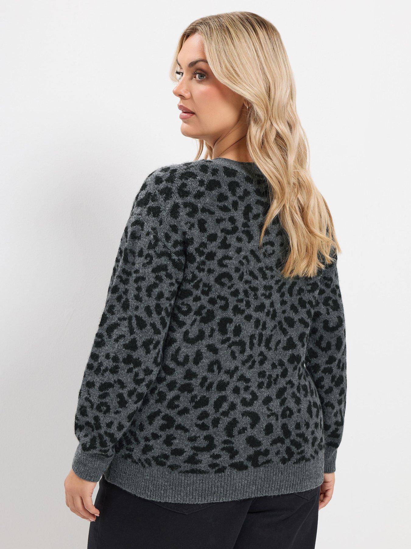 Image 2 of 4 of Yours Curve Leopard Crew Neck Cardigan